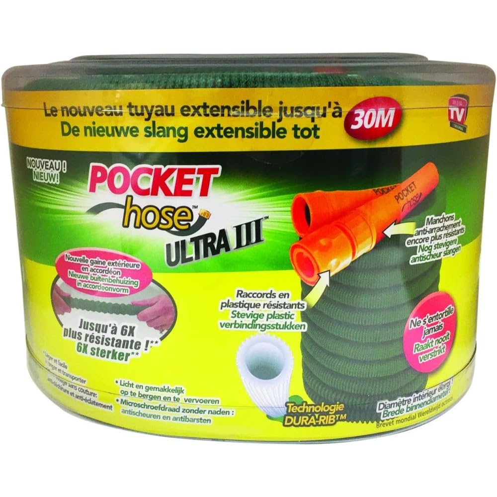 Pocket Hose Ultra 3 Le Tuyau d'arrosage rétractable 15M ou 30M - Vu à la Télé - Tuyau d'arrosage Extensible
