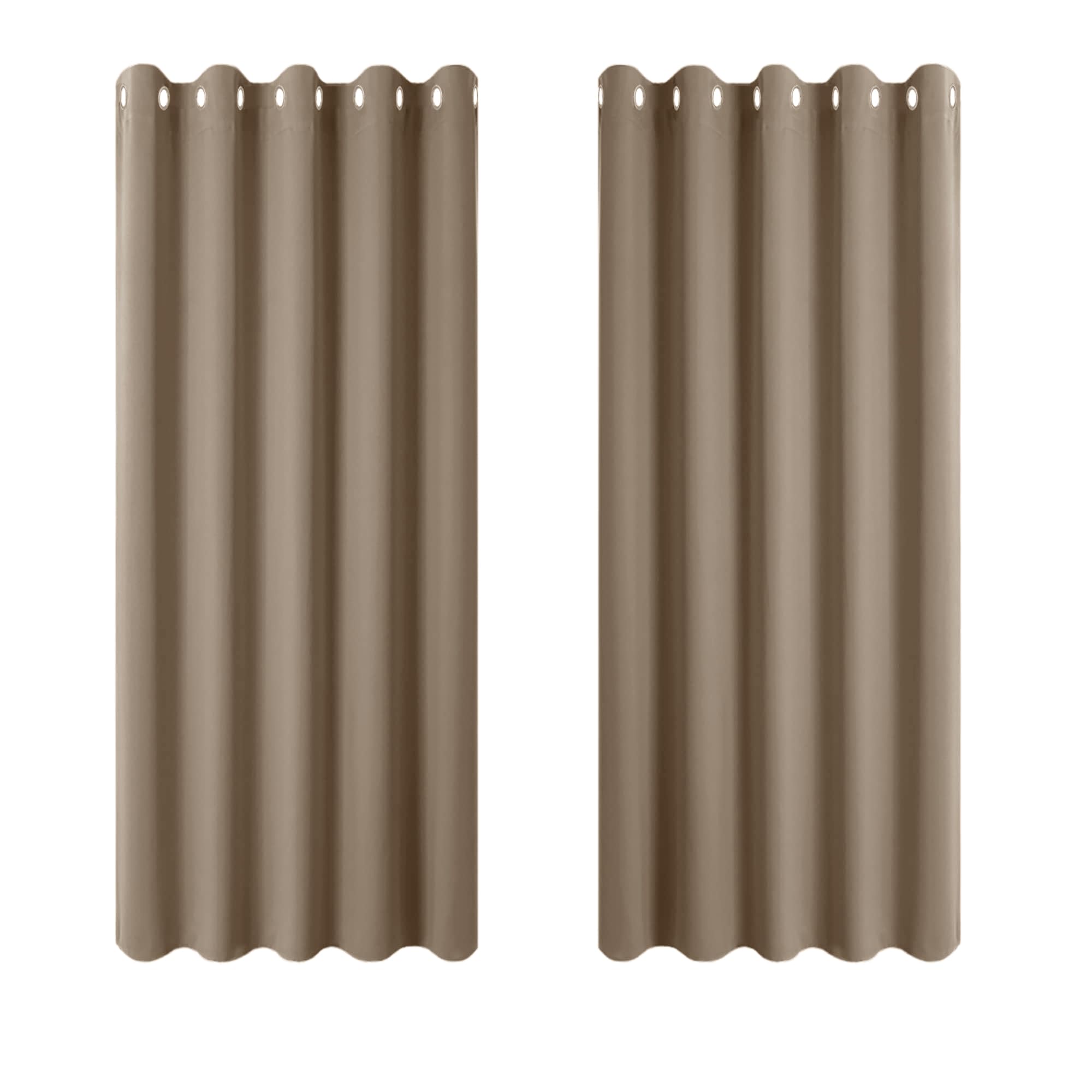 PONY DANCE Soft Blackout Curtains - Bedroom Eyelet Thermal Curtain & Drapes Short Panels for Bay Window Kitchen with Rings for Light Block, 2 Pieces, W 66 x L 63 Inch, Mocha
