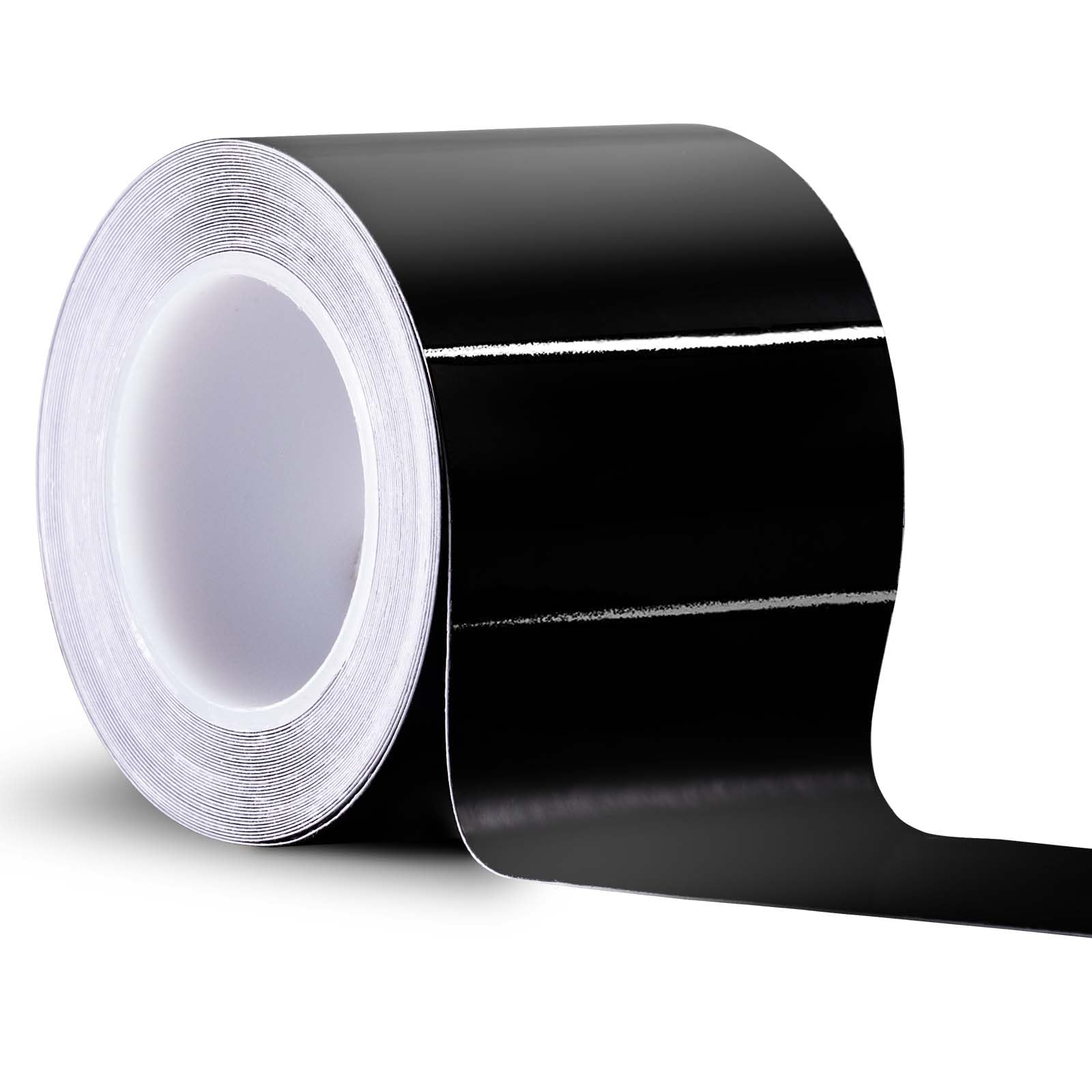 Spurtar Gloss Black Vinyl Wrap 2 Inch x 20ft Satin Black Vinyl Car Tape Adhesive Chrome Delete Automotive Tape for Vehicle Exterior Accessories DIY Car Wrapping Paper Vehicle Door Edge Sticker
