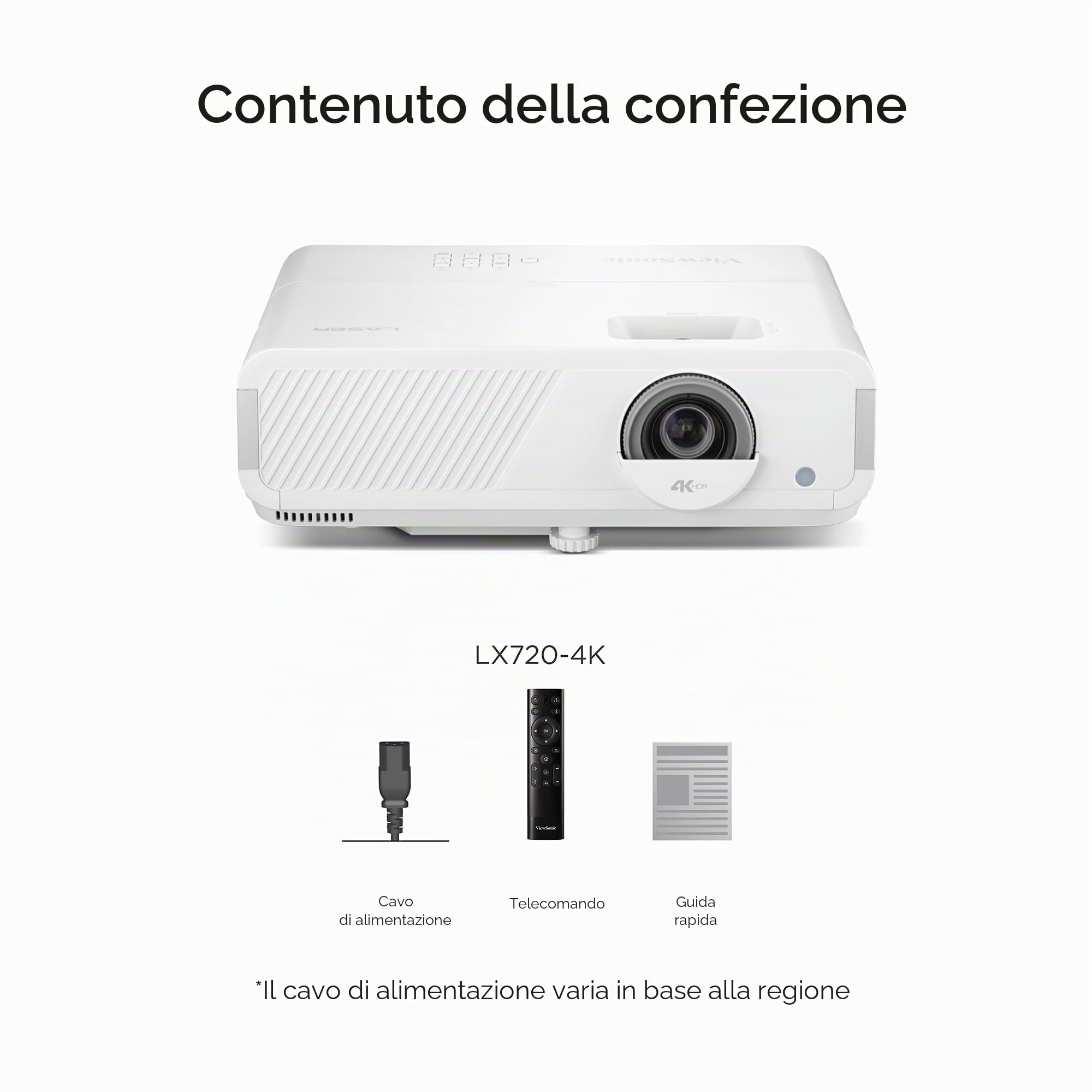 ViewSonic LX720-4K Proiettore Laser 4K UHD con Google TV, 3500 ANSI Lumen, Modalità Gaming 1 ms, HDR/HLG, Zoom ottico 1,3x, Keystone H/V automatico, Home Cinema & Gaming