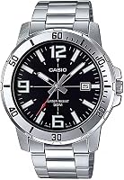 Casio MTP-VD01D-1BV Men's Enticer Stainless Steel Watch - Black Dial Quartz, 50M WR, Luminous Hands