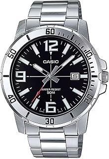 Casio MTP-VD01D-1BV Men's Enticer Stainless Steel Watch - Black Dial Quartz, 50M WR, Luminous Hands