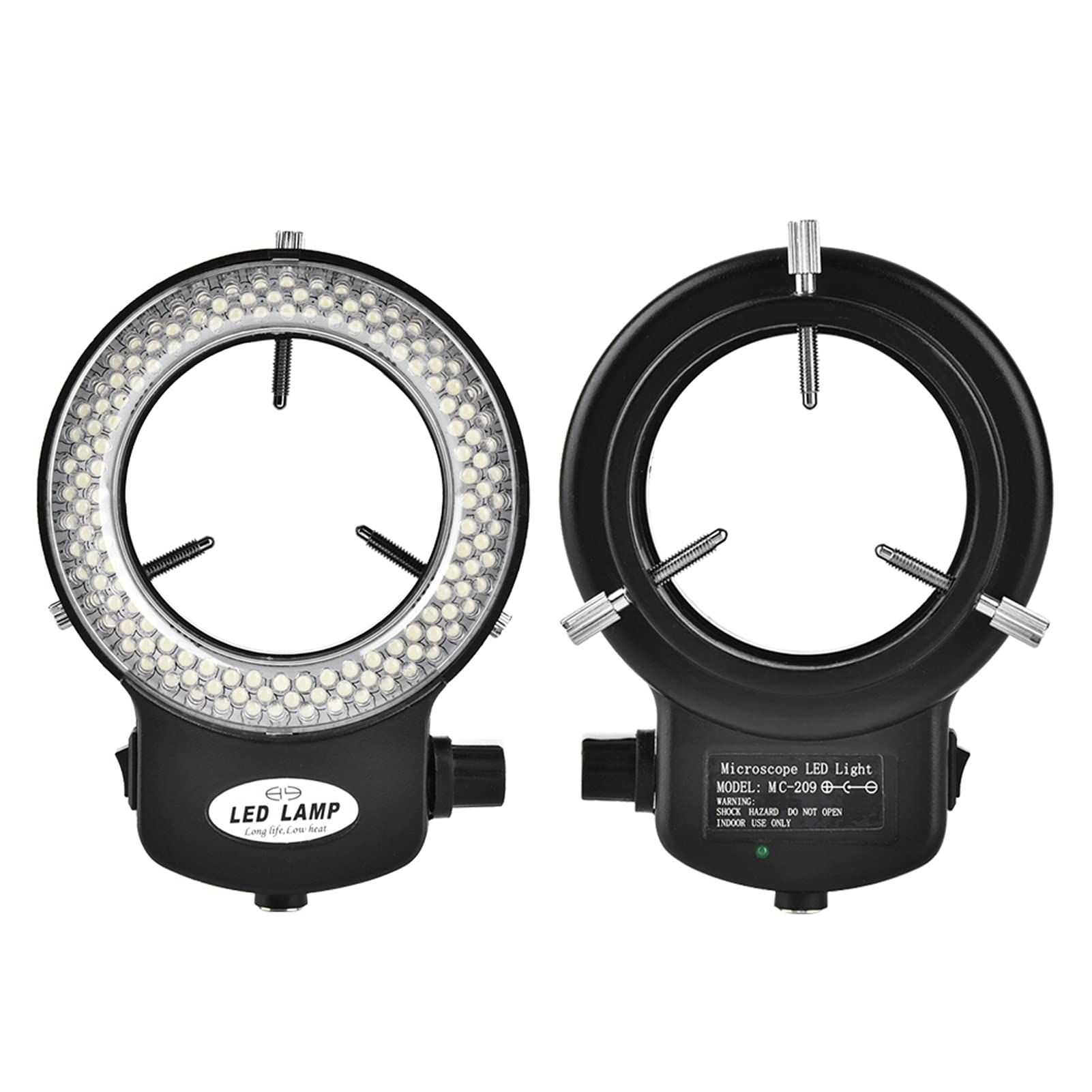 Luz LED para Microscopio, con Adaptador de Corriente Anillo de Luz LED, Anillo de Luz LED para Cámara de Microscopio(Estándar europeo negro 220V)