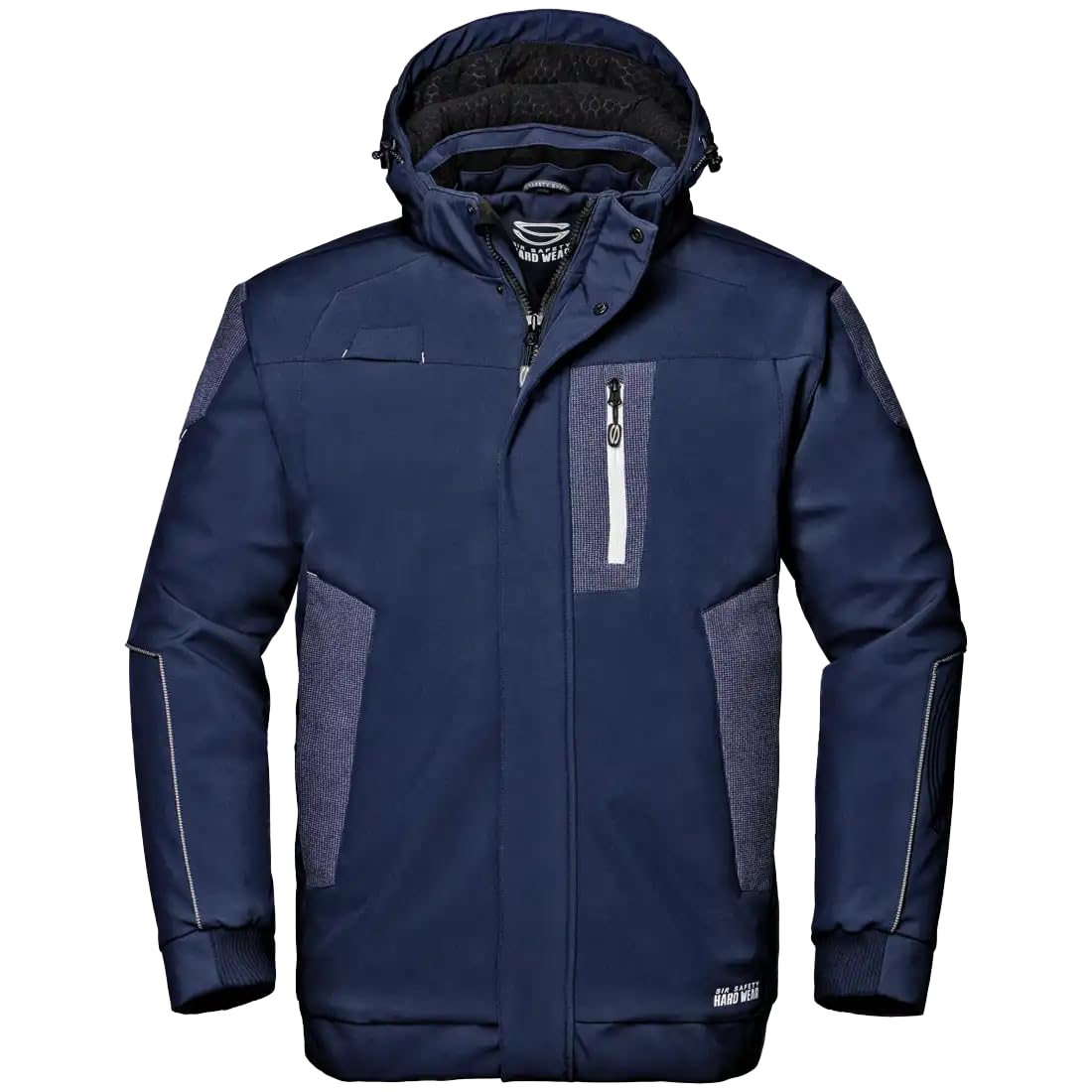Sir Safety System Dolphin - Giacca da lavoro Softshell, impermeabile, traspirante e termica, con rinforzi in Ripstop, cappuccio staccabile e vestibilità ergonomica, Blu, M