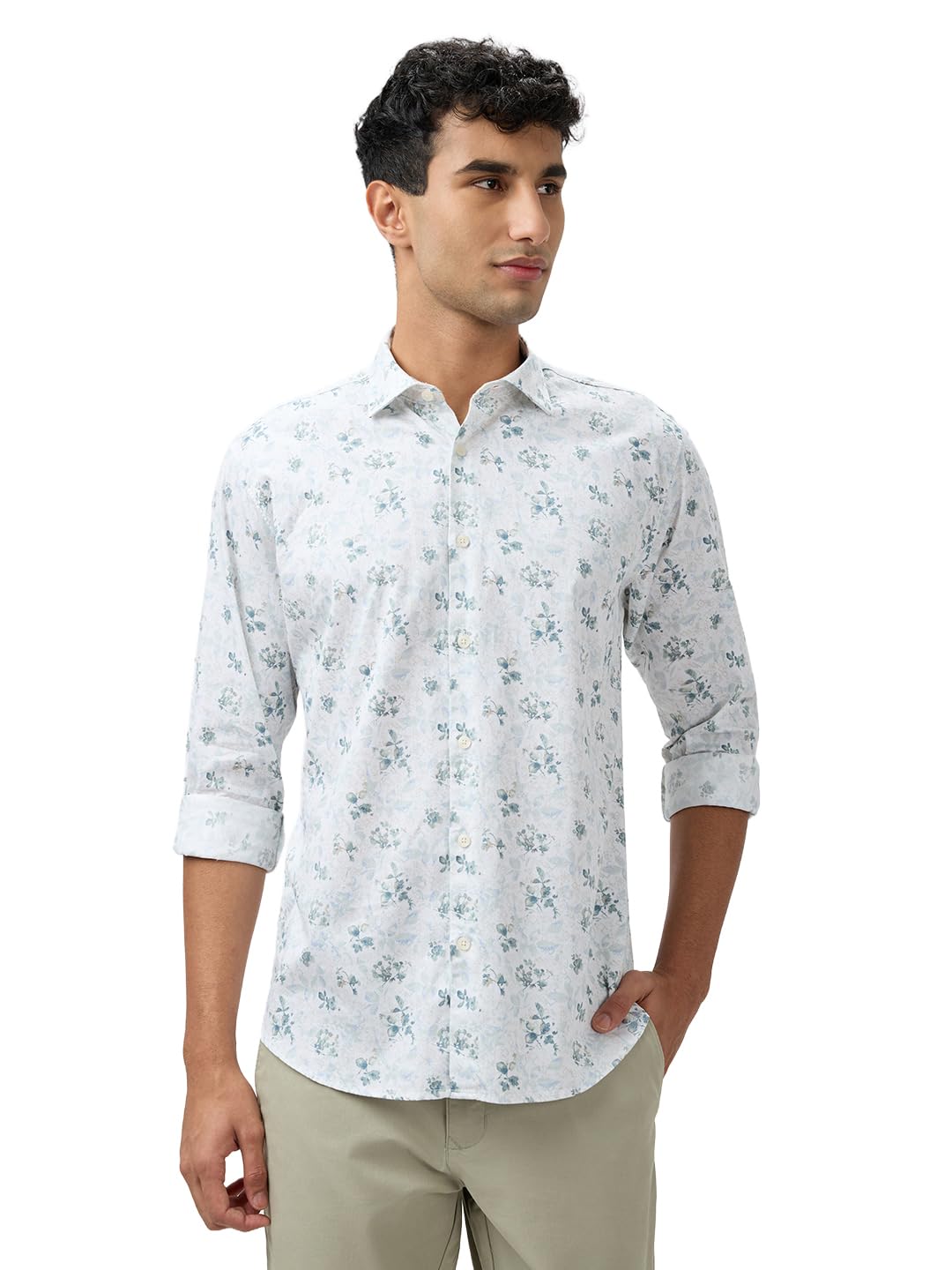 park avenue Men Slim Fit Print Pattern Pure Cotton Semi Cutaway Collar Full Sleeve Casual Shirt-picture-27