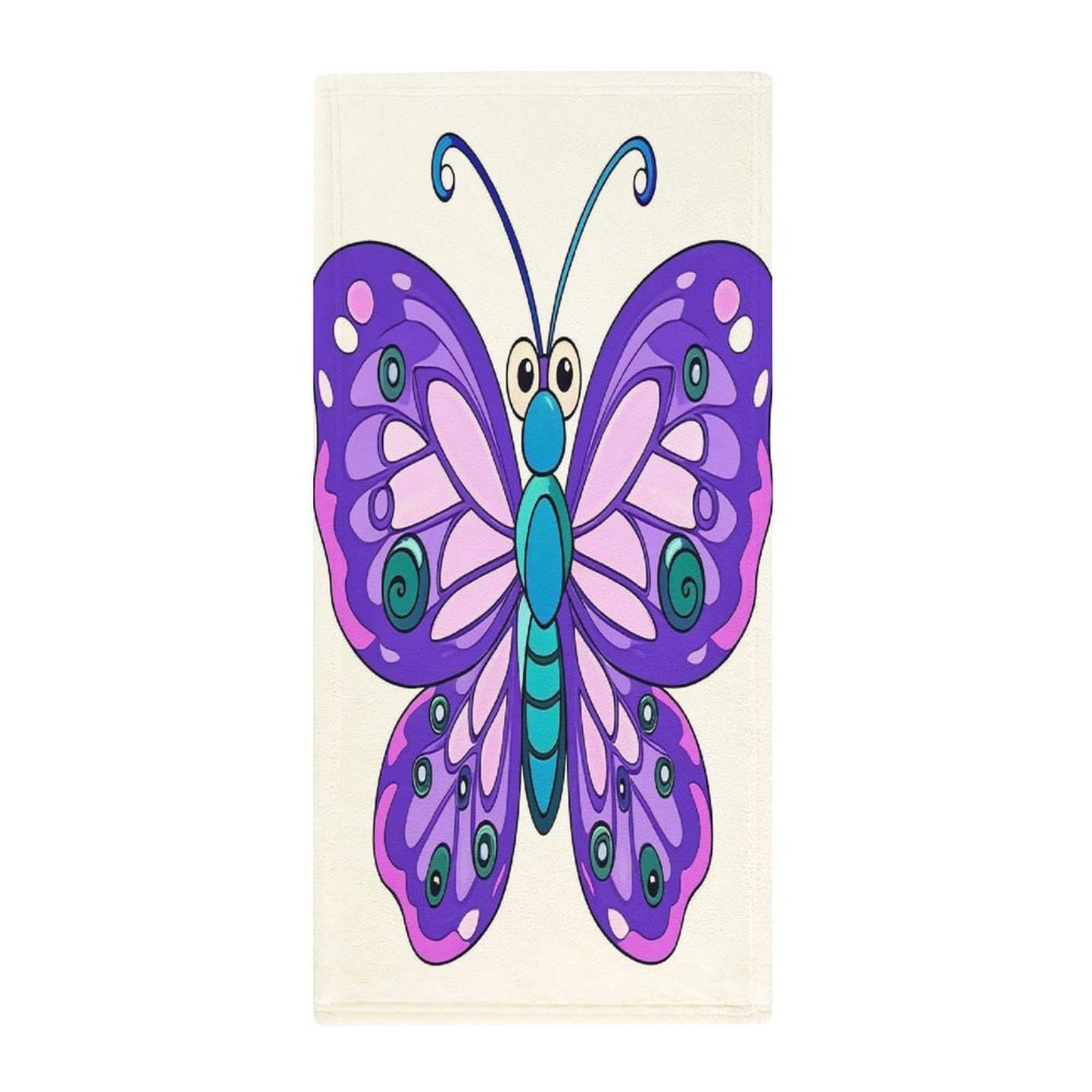 FekiLoot Purple Butterfly Bath Towel Super Soft Highly Absorbent Bath Towel Fashion Quick Drying Bathroom Towel Soft Large Fingertip Towels for Bathroom Gym Travel Camp Pool