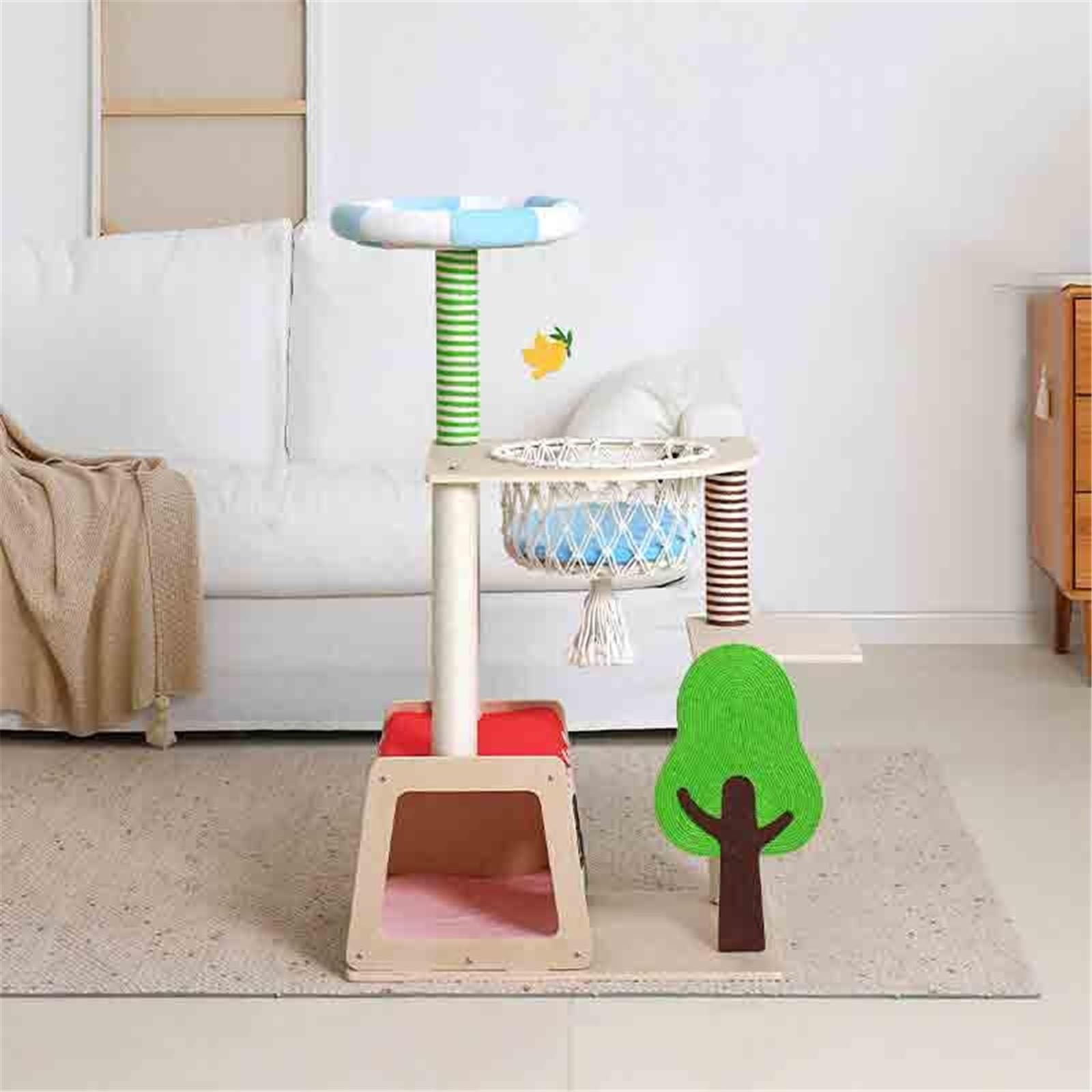 Kratzbaum mit geflochtenem Katzenkorb for kleine Katzen und Kätzchen