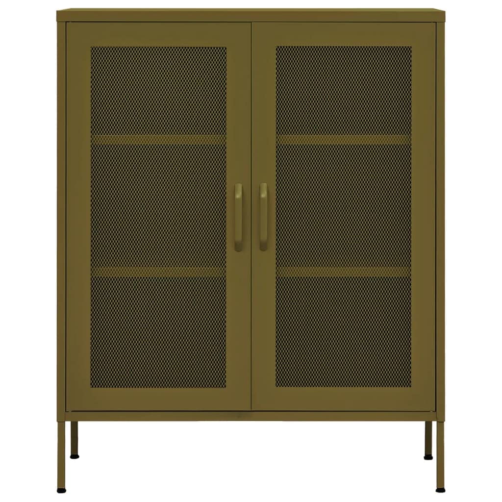 Armadio da ufficio, autoportante, in metallo, per aziende, ufficio, scuola, verde oliva, 80 x 35 x 101,5 cm, in acciaio (facile da montare)