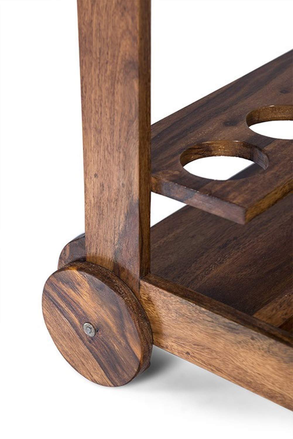 OGNIJA Sheesham (Rosewood) Wood Bar Trolley | Wooden Wine Trolley | Brown Finish 3