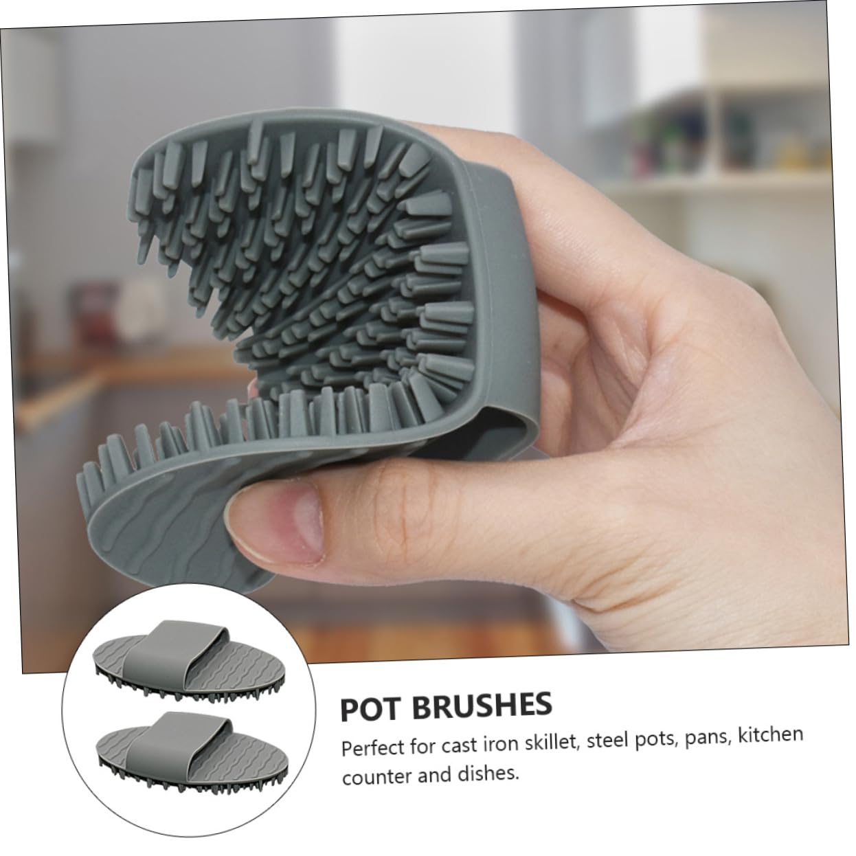 SOLUSTRE Efficient Sink Scrubber Dish Cleaner Brush Kitchen Pan Cleaning Sponge