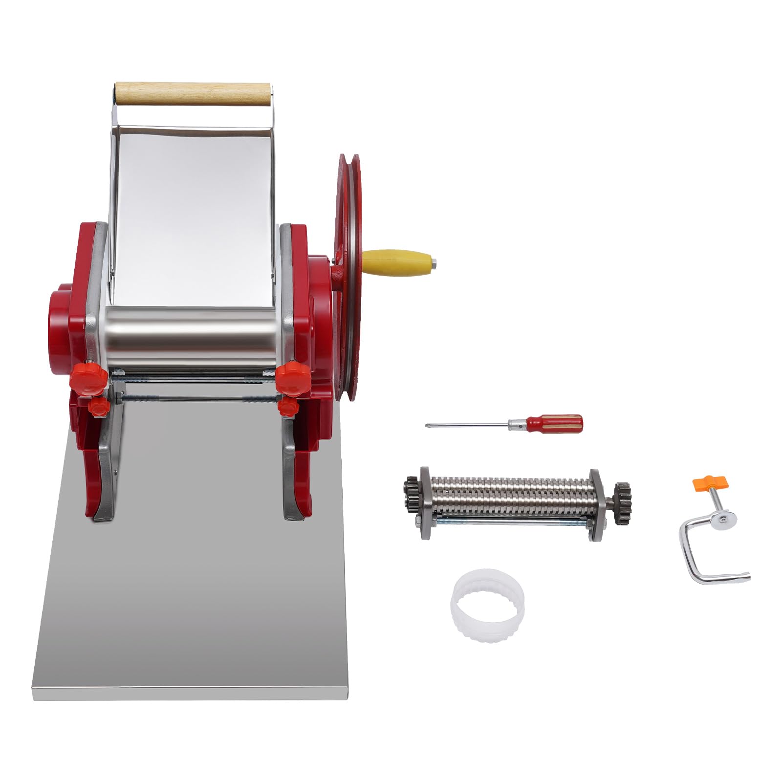 Nudelmaschine aus Edelstahl, Pasta Maker für Frische Nudeln, Küchenhelfer mit Zubehör für Haushalt & Küche, Rot