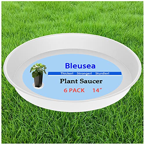 Bleusea Plant Saucer Tray 6 8 10 12 14 16 17 Inch, Thick Sturdy Durable Plastic Flower Planter Saucers And Plant Plate Water Catcher For Pots Planter Indoors Outdoors Creamy White (14 Inch 6 Pack) #TOP4