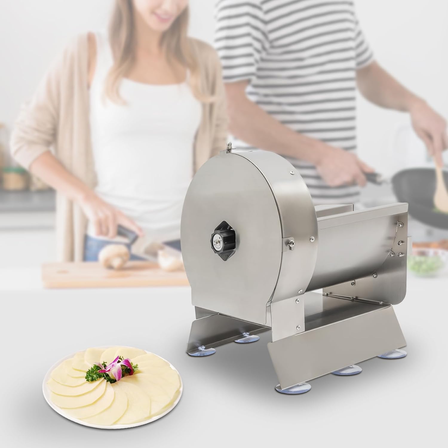 Affettatrice elettrica per verdure da 200 W, in acciaio inox, per frutta e verdura, per uso domestico e commerciale