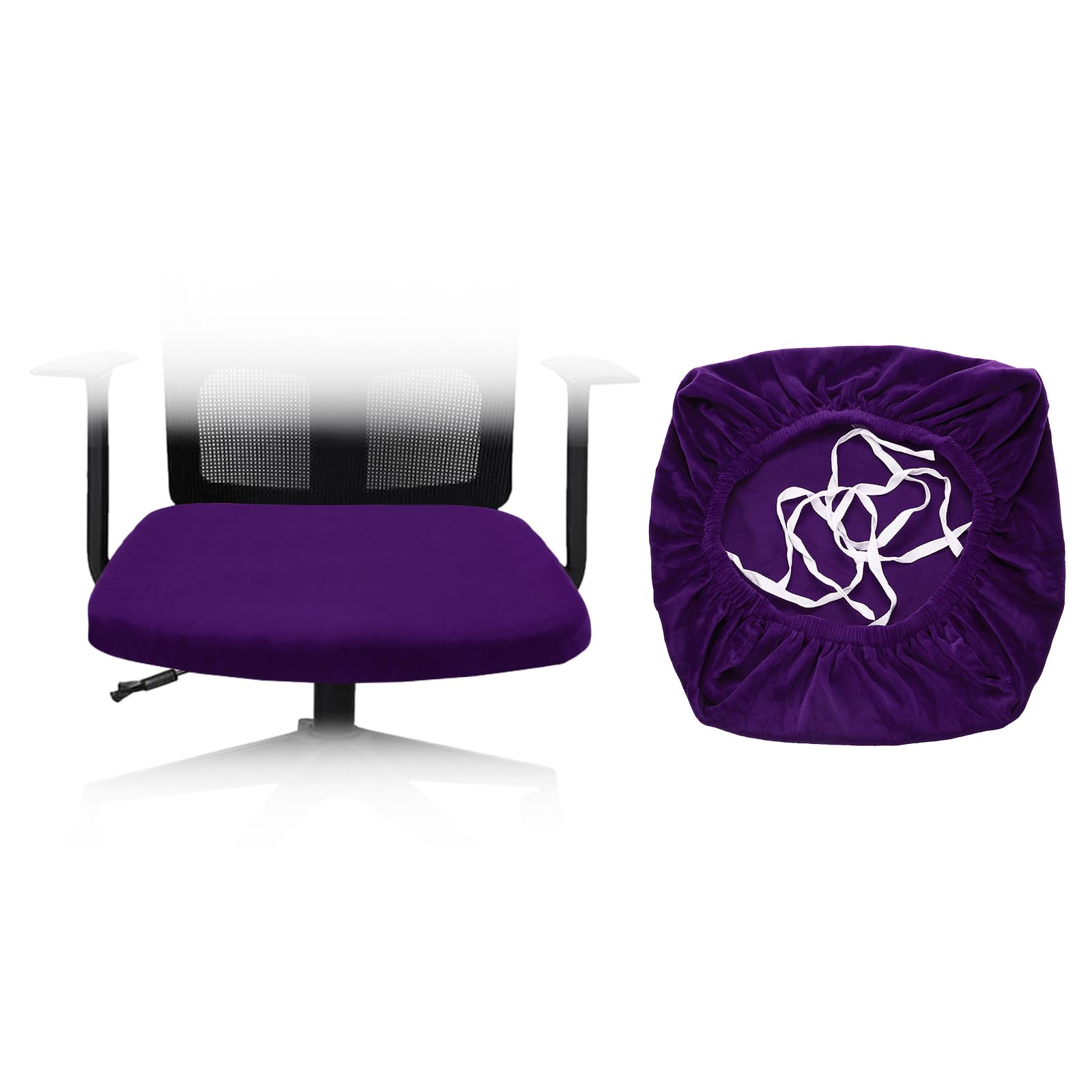 sourcing map Office Chair Cover, Stretchable Soft Rotating Chair Slipcover Washable Desk Computer Seat Cover Protector for Office Home, L(45-48cm), Dark Purple