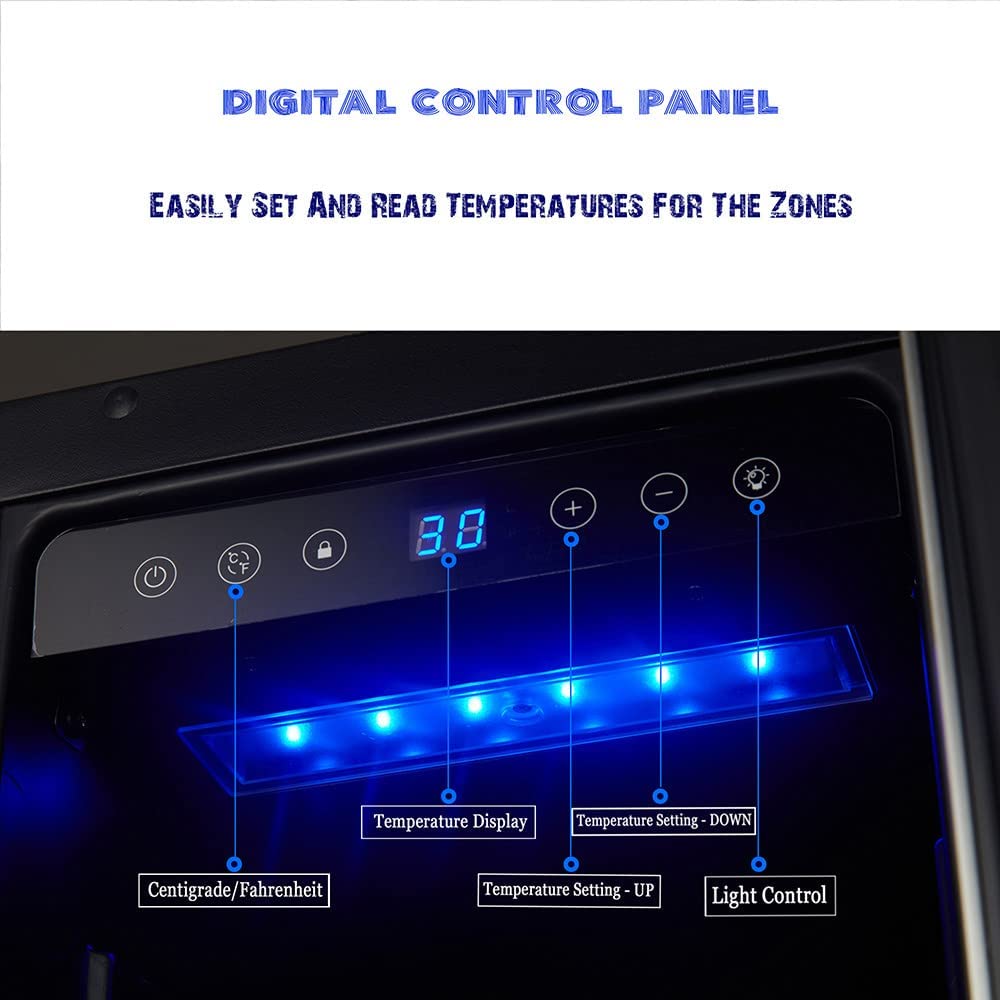 LJLZXPBUS 12 Inch Wine Cooler Refrigerators 19 Bottles Fast Cooling Low Noise No Fog Wine Fridge with Professional Compressor Stainless Steel,for Red,White,Champagne or Sparkling Wine. on Fridge.com