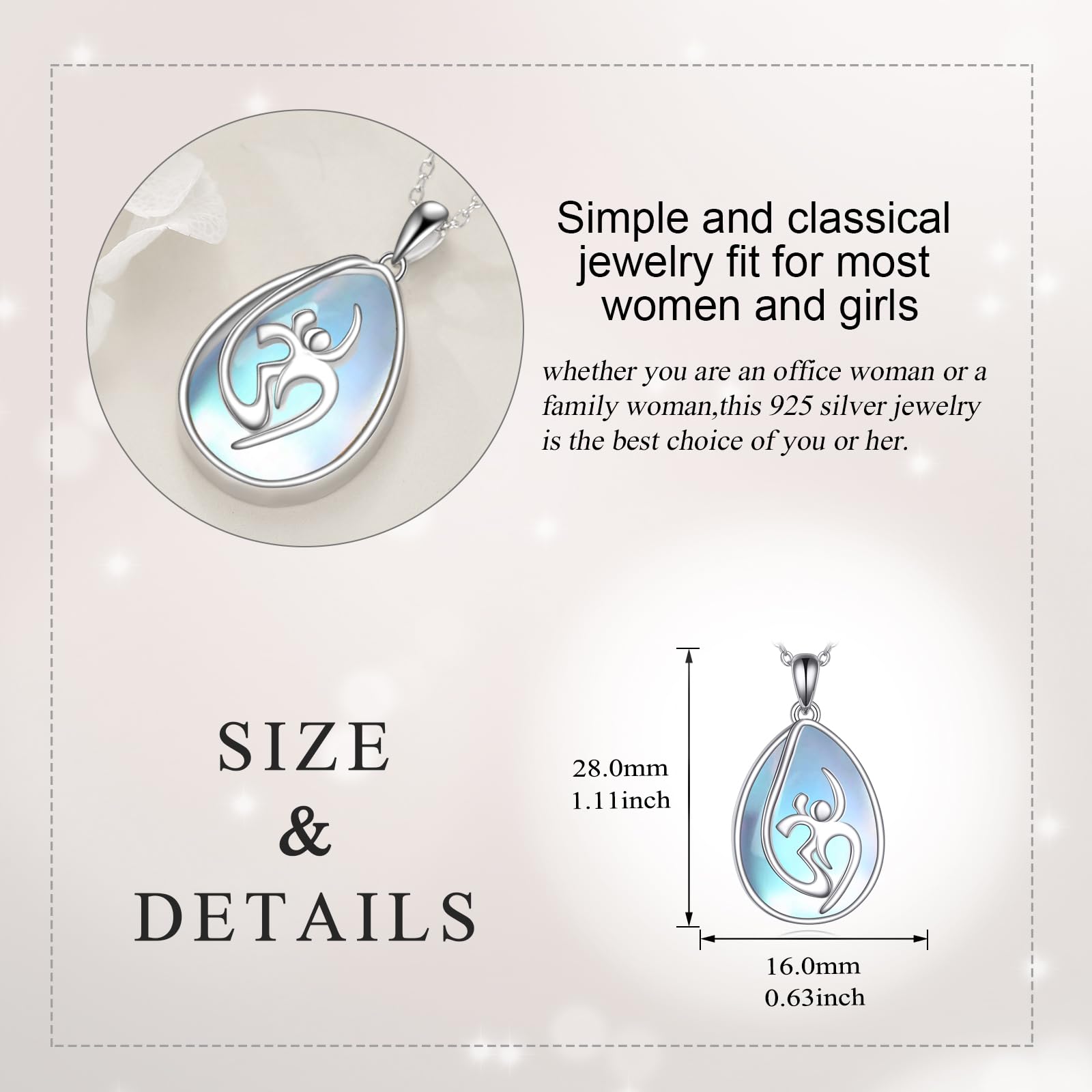 YAFEINI Om Collane per Donna Pietra di Luna Catena Argento 925 Om Collana Ciondolo Indiano Yoga Om Ohm Gioielli per Donne Uomo