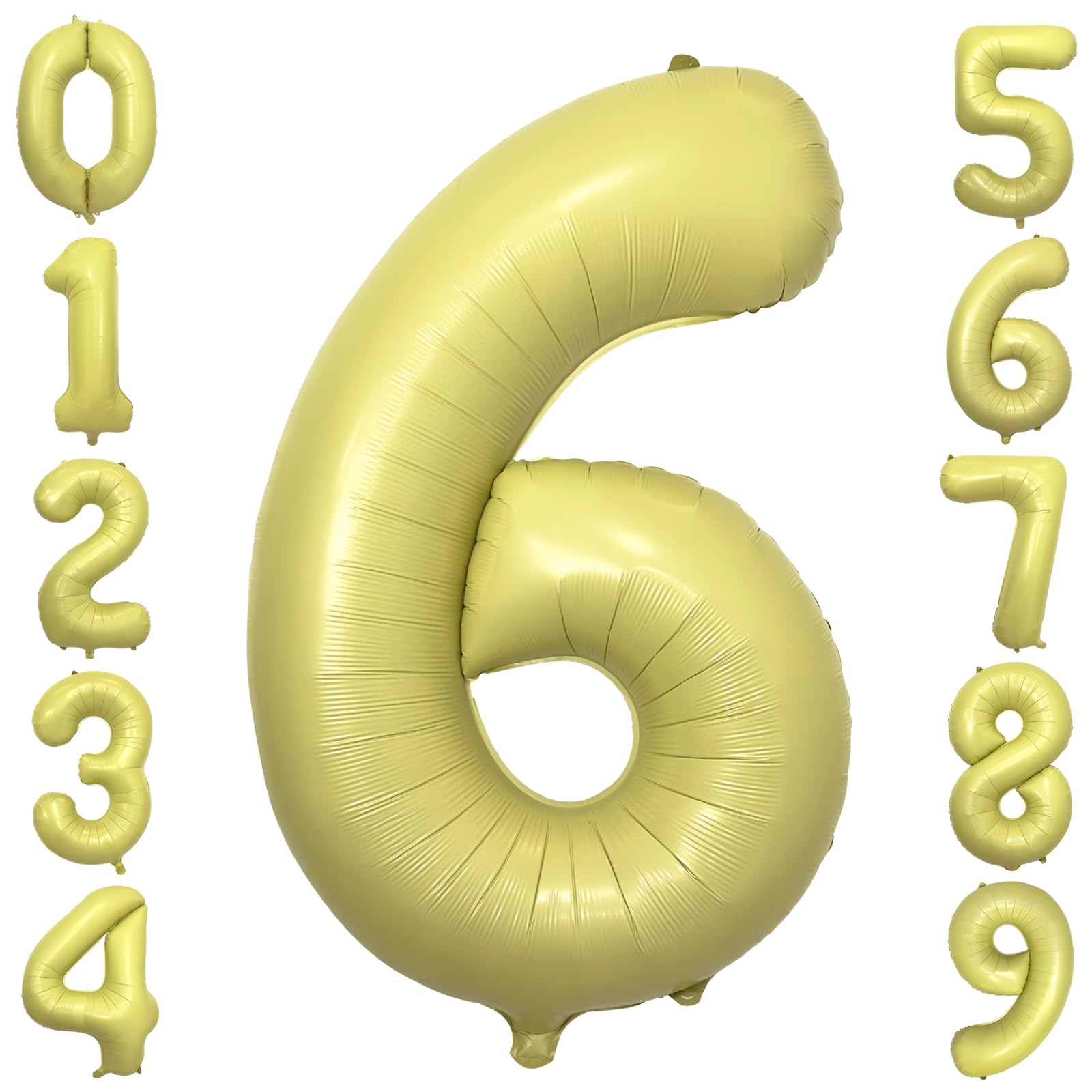 Pastel Yellow Number 6 Balloon 40 Inch Light Yellow Foil Number Balloons 6th Birthday Balloon Decorations Matte Yellow 6 Balloon