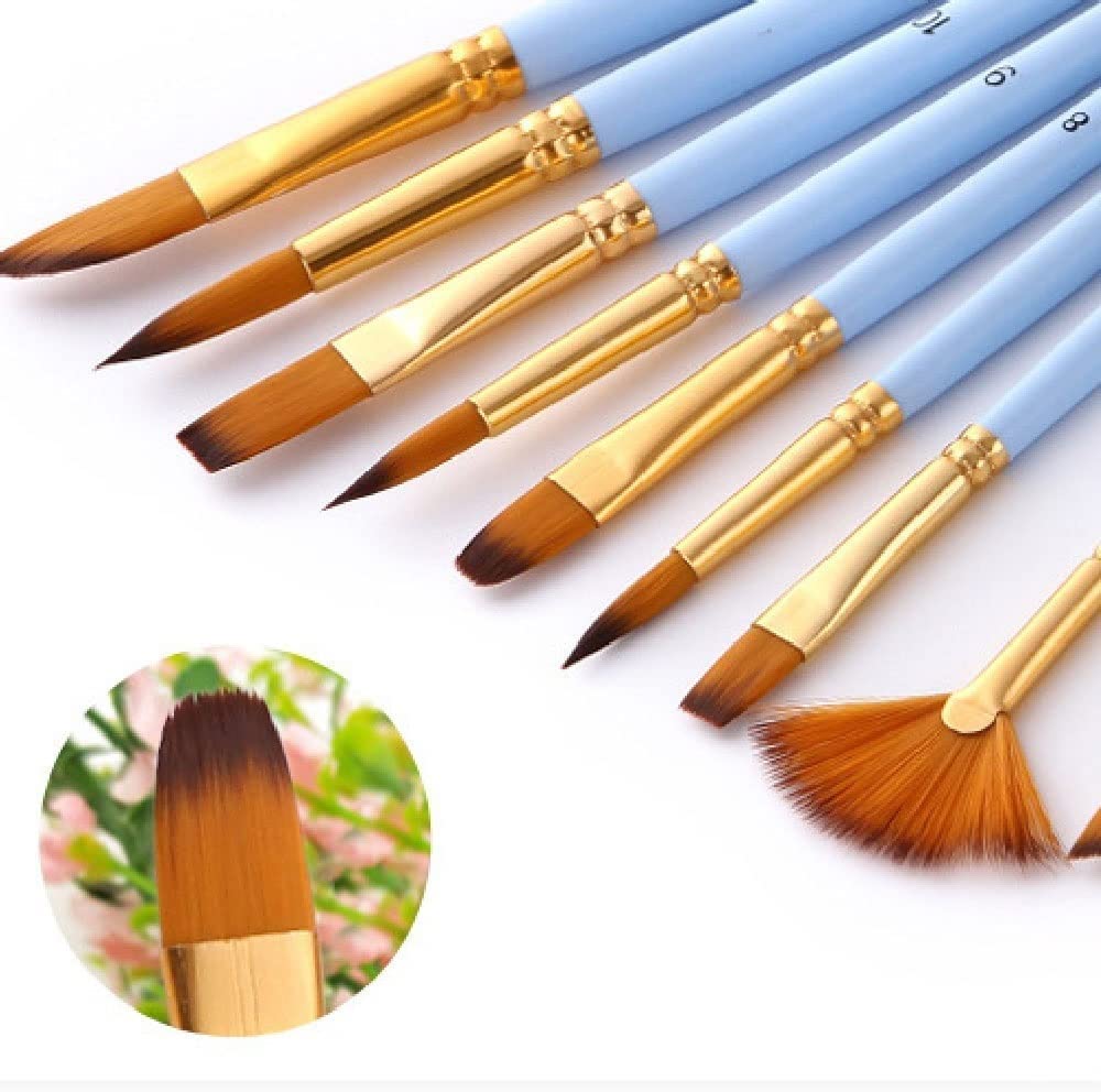 Juego de 12 Pinceles para Acuarela para Aprender a Pintar, con Pelo de Nailon y Mango de Madera, para Pintar al óleo, acrílicos y Arte.,