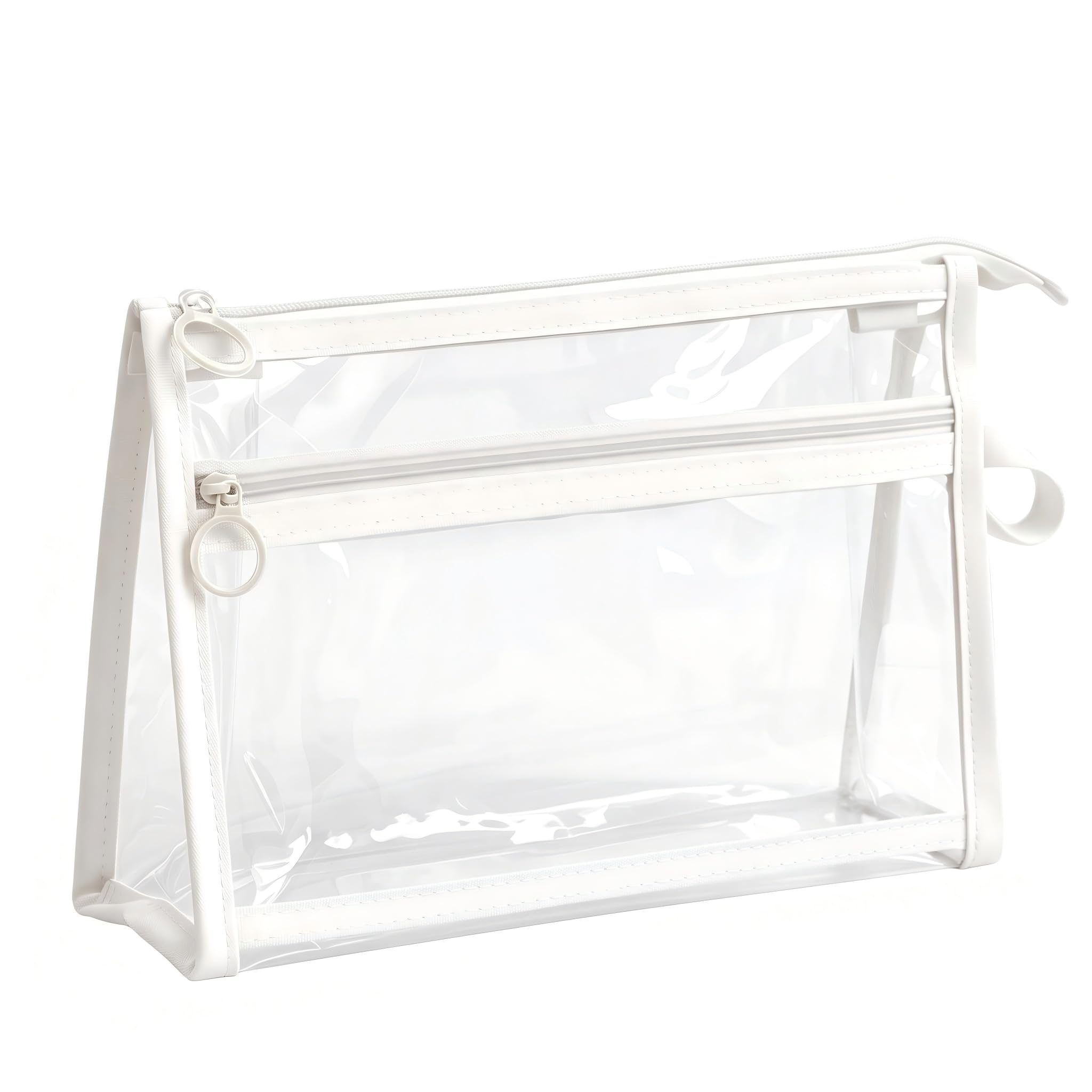 MashaLanti Clear Pencil Case for Exams 24x6x17 cm Stylish Practical (White)