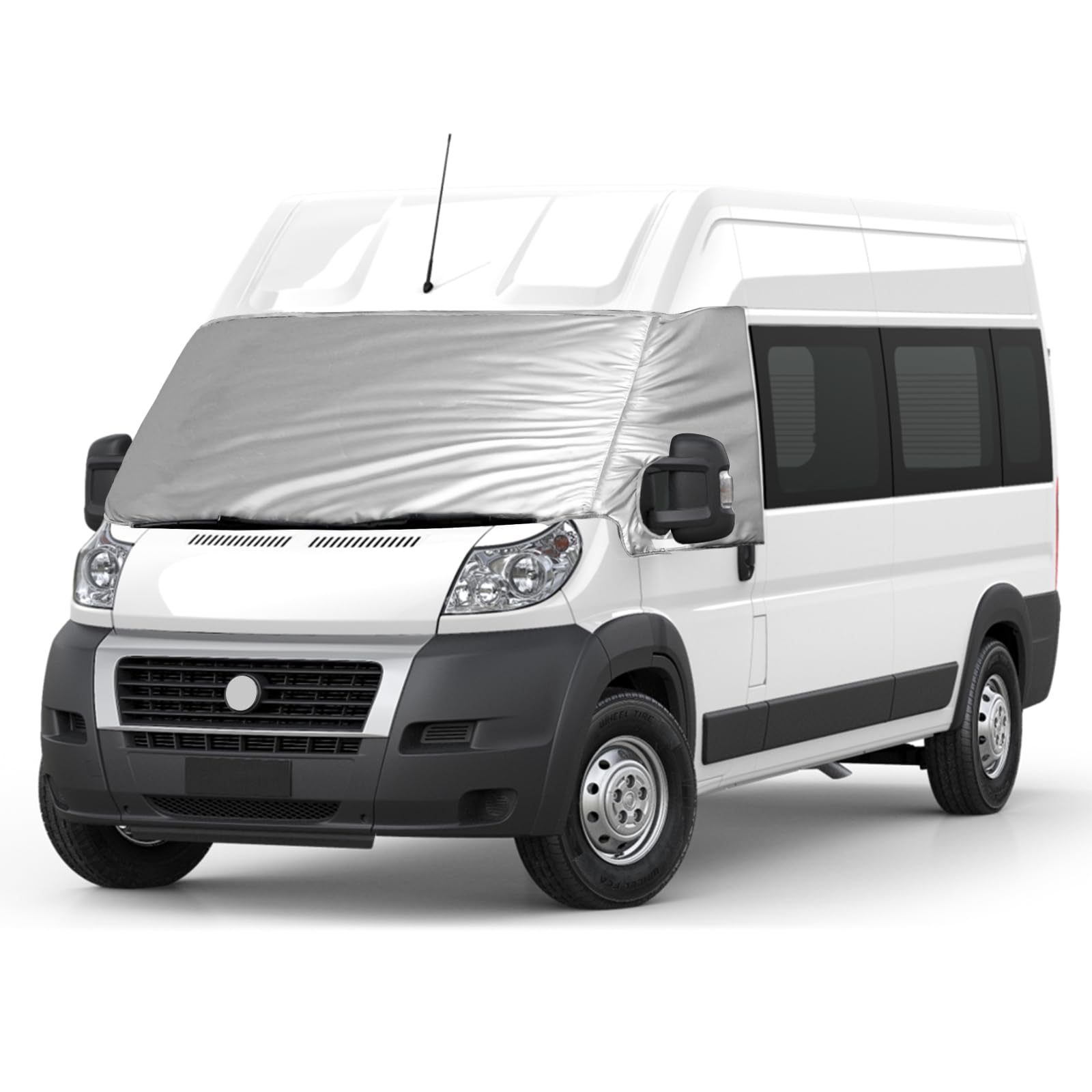 Housse de Pare-Brise Tethermique Externe adapté au F-iat Ducato 2006-2022, Housse de Pare-Brise Argentée de Luxe