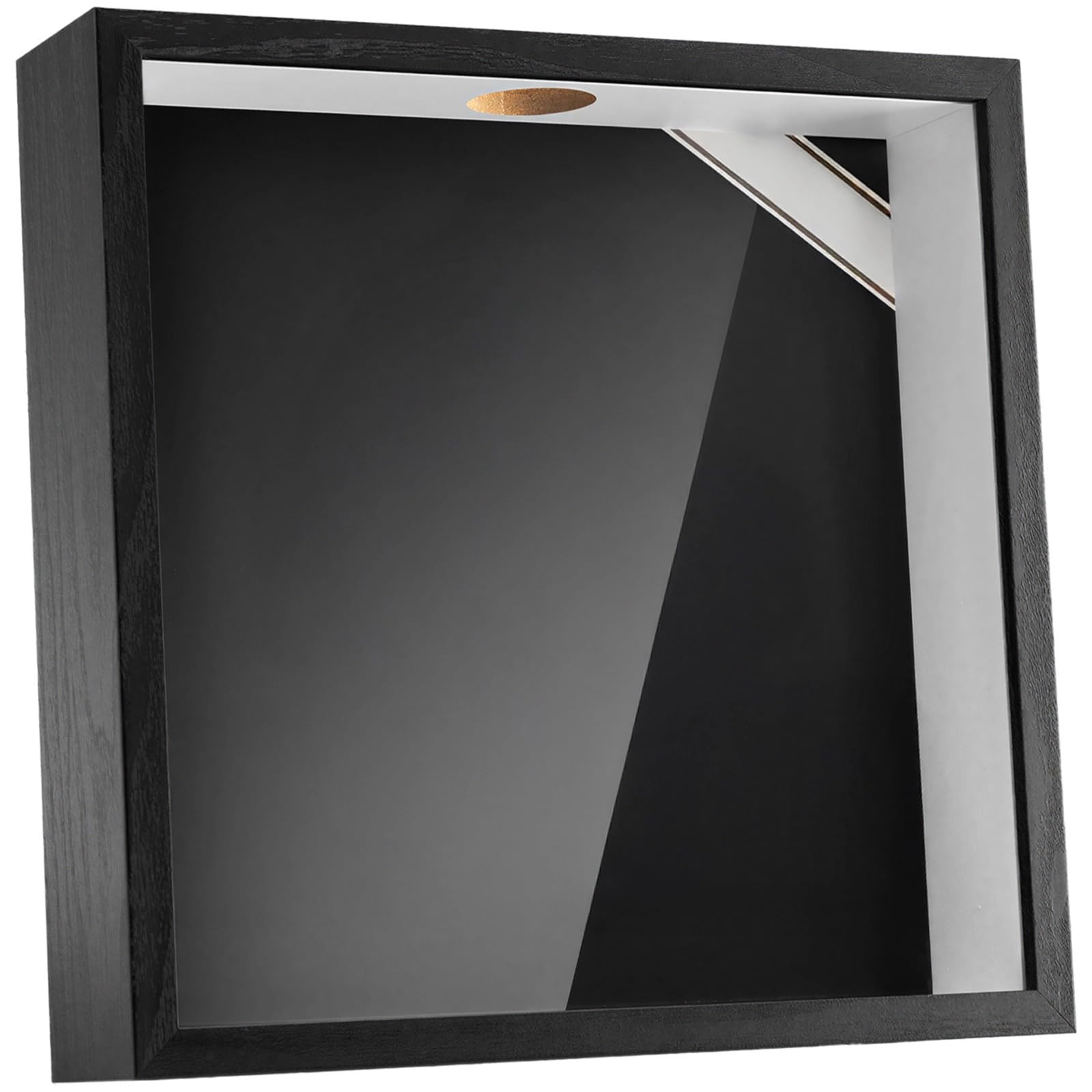 Scatola per sigari da parete, scatola in legno nero con pannello in vetro, design a D personalizzato, 27,2 x 27,2 x 6,6 cm, decorazione per la casa