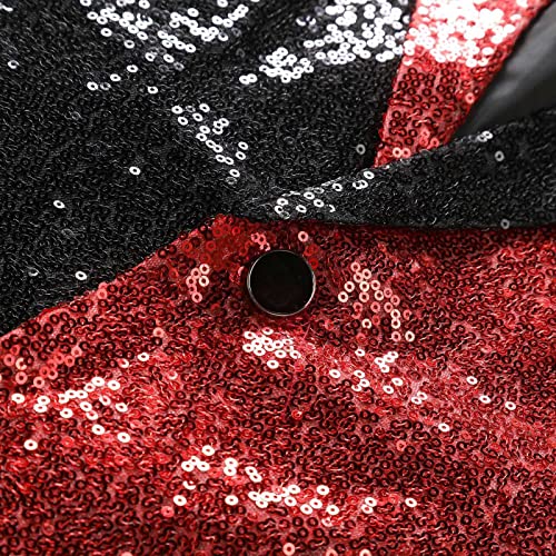 Mens Sequin Blazer Glitter Sparkly Color Block Sport Coat Wedding Cocktail Party Formal Slim Fit Suit Jacket4