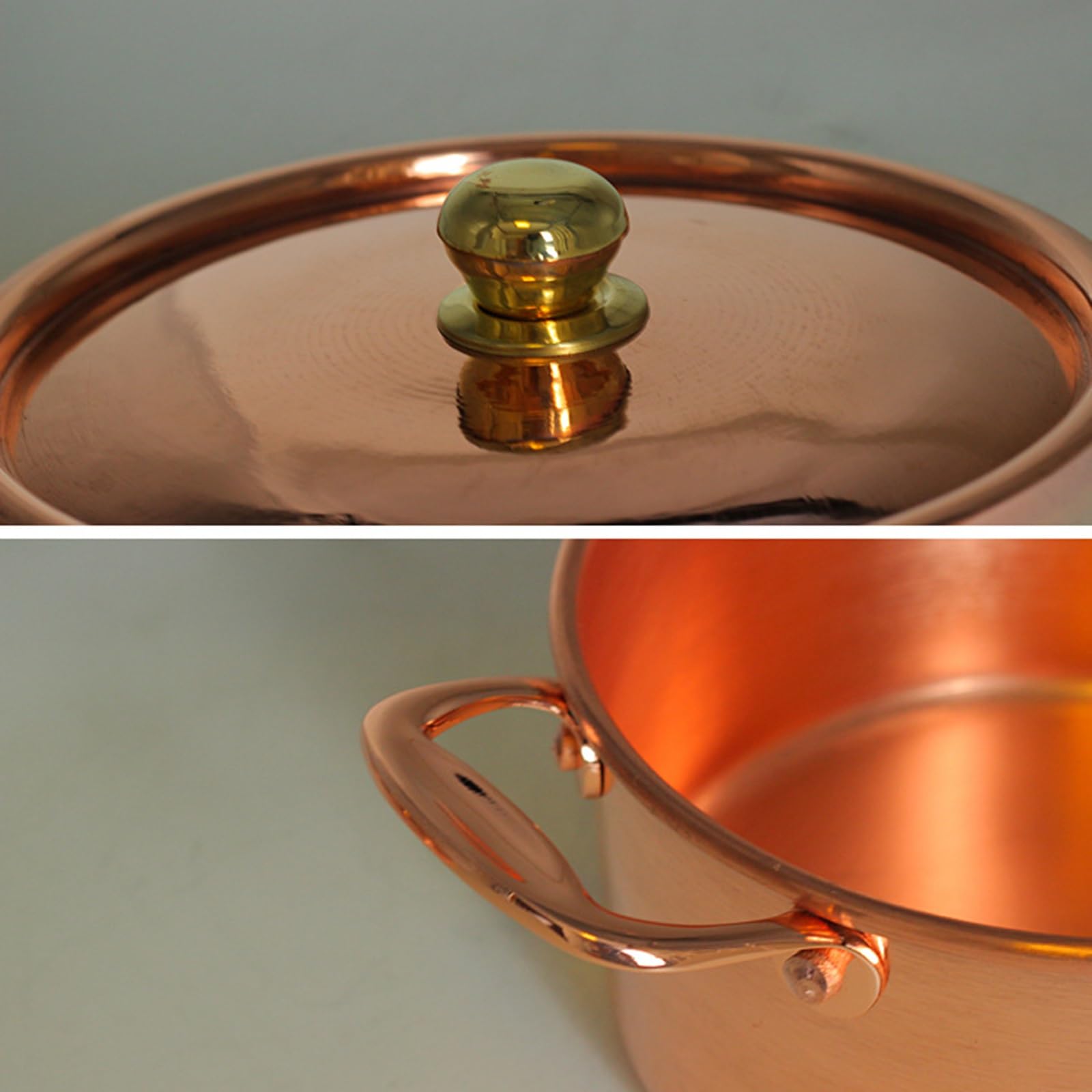 Kupfertopf für Herd, Induktion, schöne Form, Kochtopf mit Deckel | Stielkasserolle, Kupferkochgeschirr, Hot Pot für Restaurant zu Hause, 16CM
