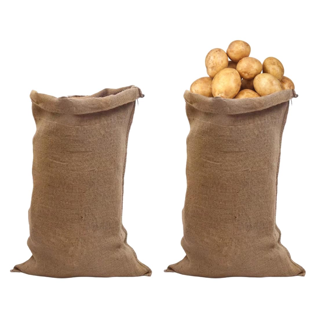 Jute Sacks Large Burlap Sack Hessian Potato Sacks Jute Potato Bags for Food Storage 60×100cm 2PCS