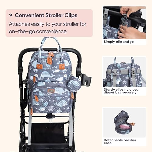 Miniatura 6 de BabbleRoo - Mochila para pañales - Bolso de viaje con artículos esenciales para bebés - Bolso de pañales multifuncional resistente al agua, bolso de