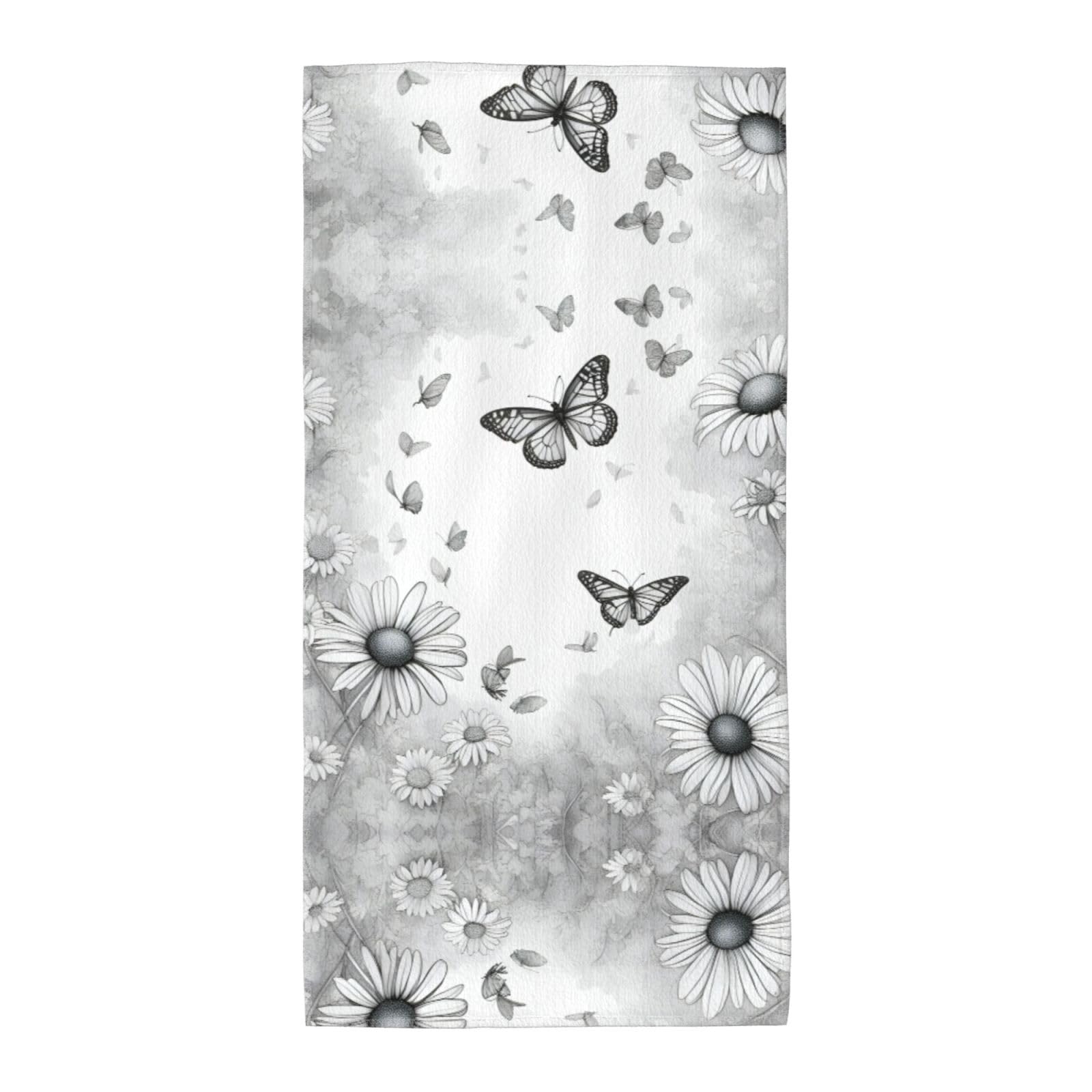 DIEzig Butterfly Daisy Fashion Printed Long Bath Towel For Pool Side Seaside Holiday