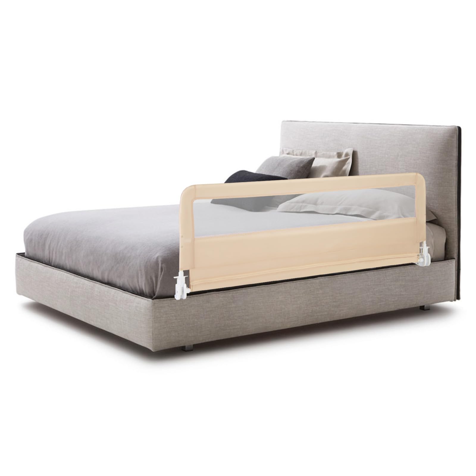 HONEY JOY - Riel de cama para niños pequeños, 59 pulgadas extra largo, barandilla de seguridad portátil con doble bloqueo de seguridad para niños, protector plegable para cama de bebé, colchón de cama