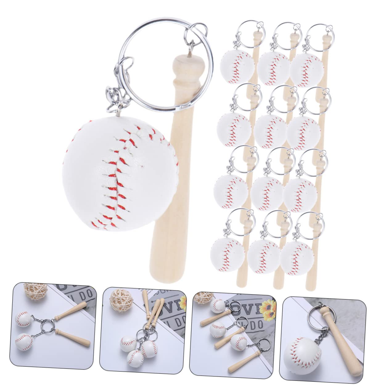 Healeved 16pezzi Portachiavi Da Baseball in Palla Accessorio Unisex Per e Borse Idea Regalo Per Amanti Del Baseball