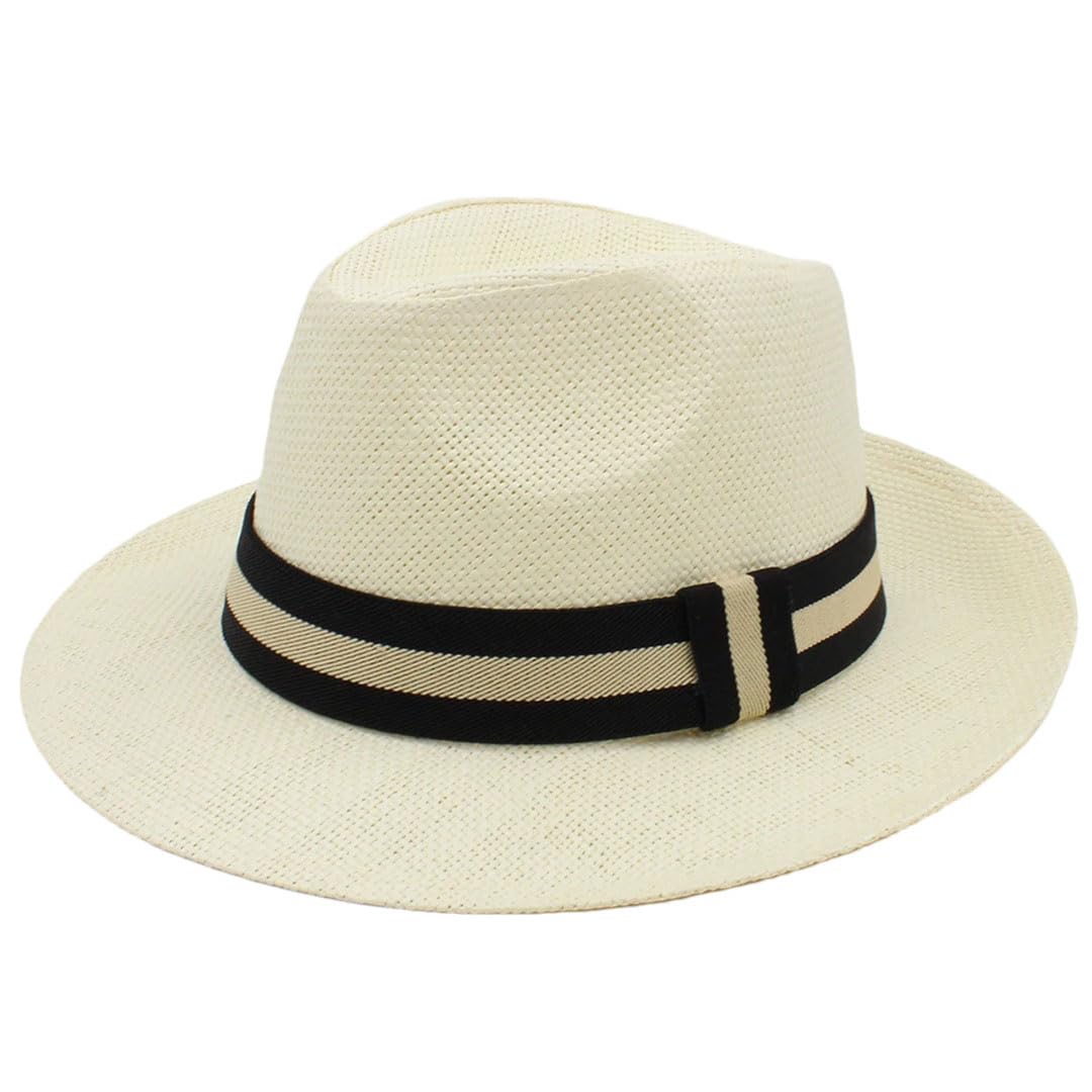 Cappello da sole classico a tesa larga da uomo e da donna, in paglia