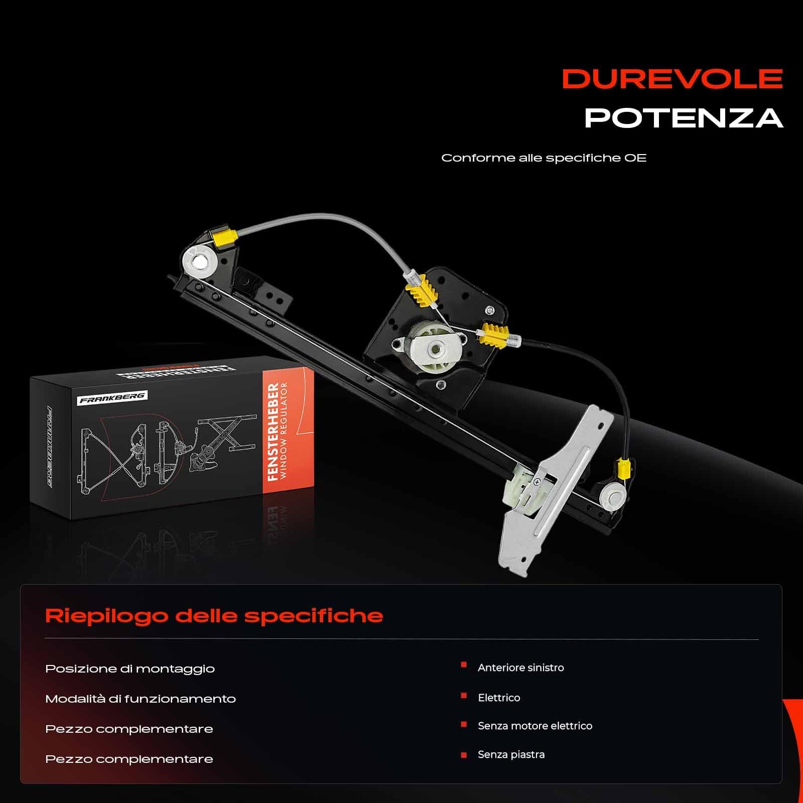 Frankberg Alzacristallo Meccanismo alzacristallo Elettrico senza Motore Anteriore sinistro senza piastra 4/5-Porte Compatibile con C3 II SC C3 Picasso SH Replace# 9221FR,9221FQ