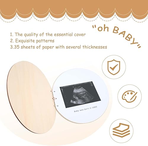 Miniatura 4 de Torribaly Libro de invitados y bolígrafo de madera para baby shower, libro de recuerdos de primer año, libro de recuerdos jornal, libro de inicio de