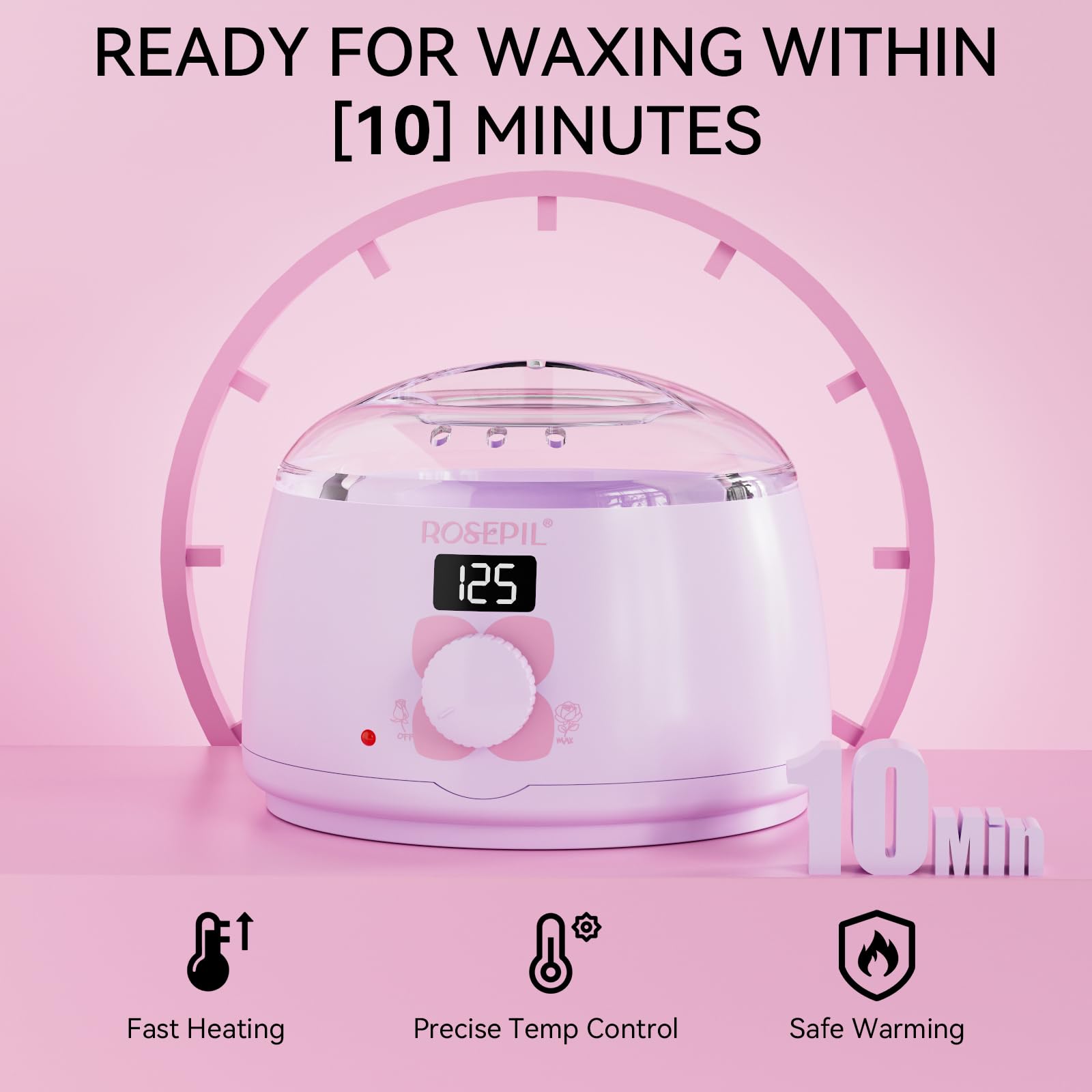 Calentador de cera digital, kit de depilación con 6 paquetes de perlas de cera para cuerpo completo, cara, depilación brasileña, perfecto para uso en el salón en casa