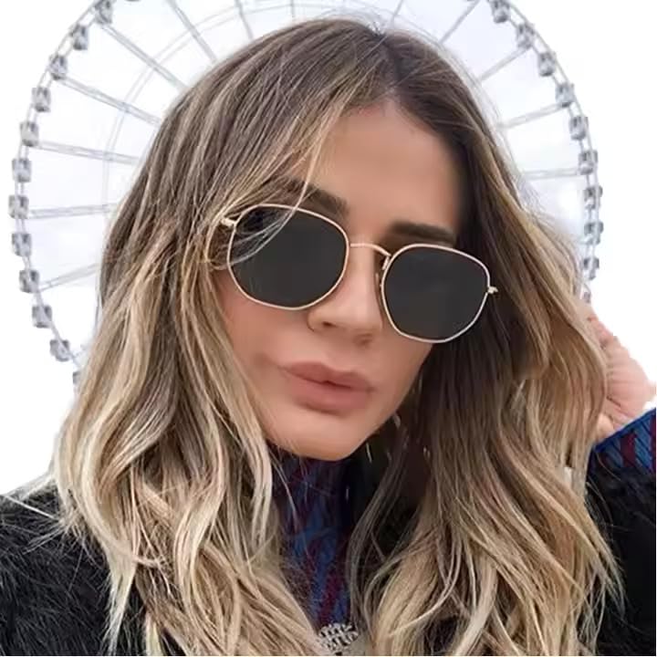 Image of Black Lens with Silver Metal Frame Sunglasses /Goggles For Men's and Women's-UV Protected-Pack of 1