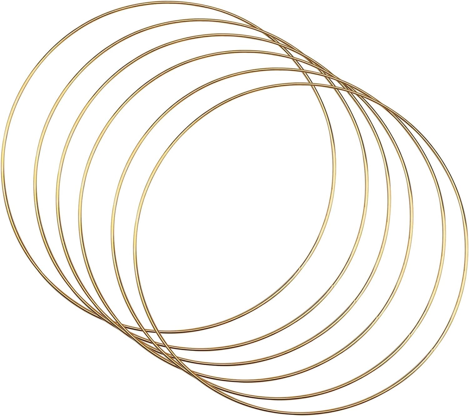Confezione da 6 grandi anelli in metallo a cerchio in macramè oro per realizzare decorazioni di corona di nozze e fai da te acchiappasogni artigianato da parete - 25 cm