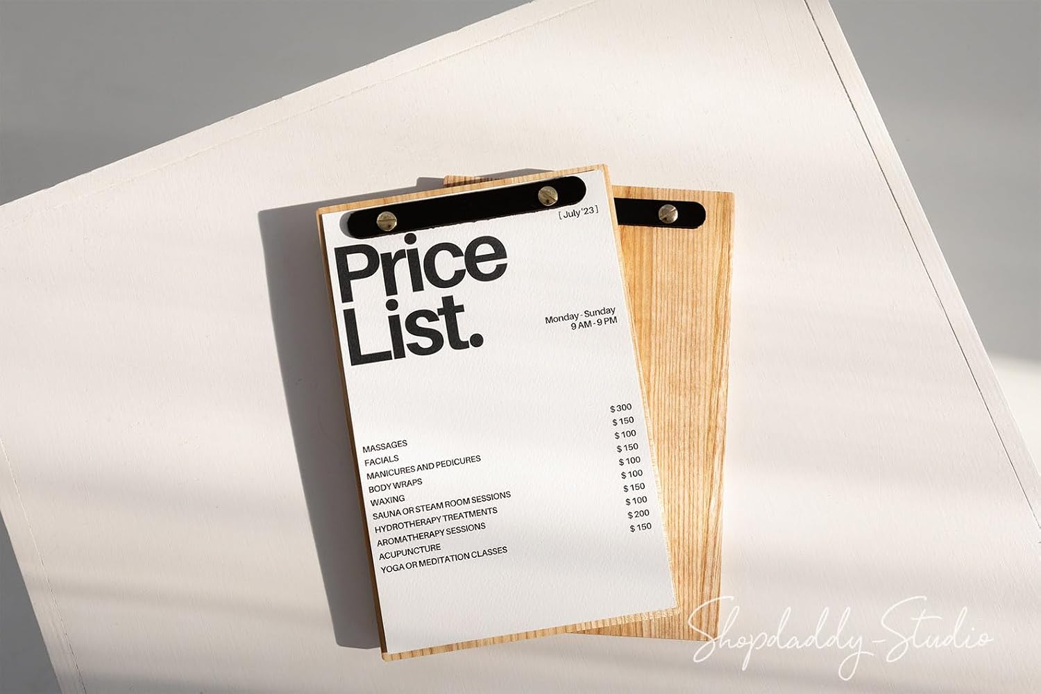 Wooden Menu Holder with Leather Plank – Table Top Sign Holder for Restaurant or Bar – Custom Menu Presenter - Cafe Menu Display with Logo Engraving Option