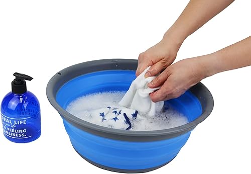 Miniatura 4 de SAMMART Tina plegable de 7.5 L (1.98 galones) - Tina plegable - Lavabo portátil - Bañera de plástico que ahorra espacio (grisazul)