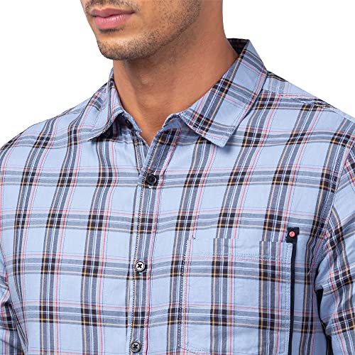 Image of Spykar Men's Checkered Full Sleeves Slim Fit Shirt