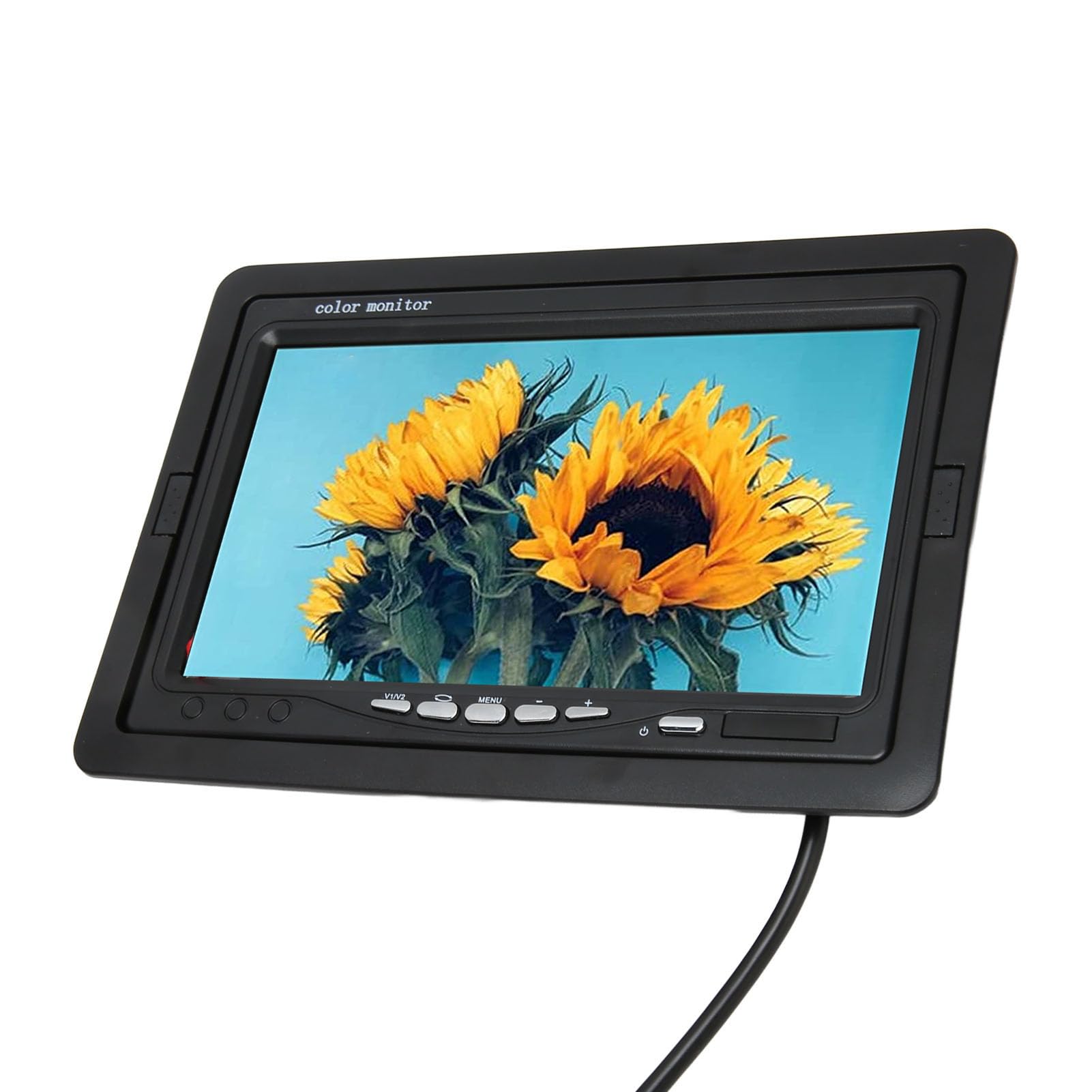 Monitor de Cámara de Visión Trasera HD de 7 Pulgadas, Vista de Vídeo Dual con Pantalla Dividida, 2 Entradas AV, Fácil Instalación, para Cámara de Vigilancia con DVD para Coche