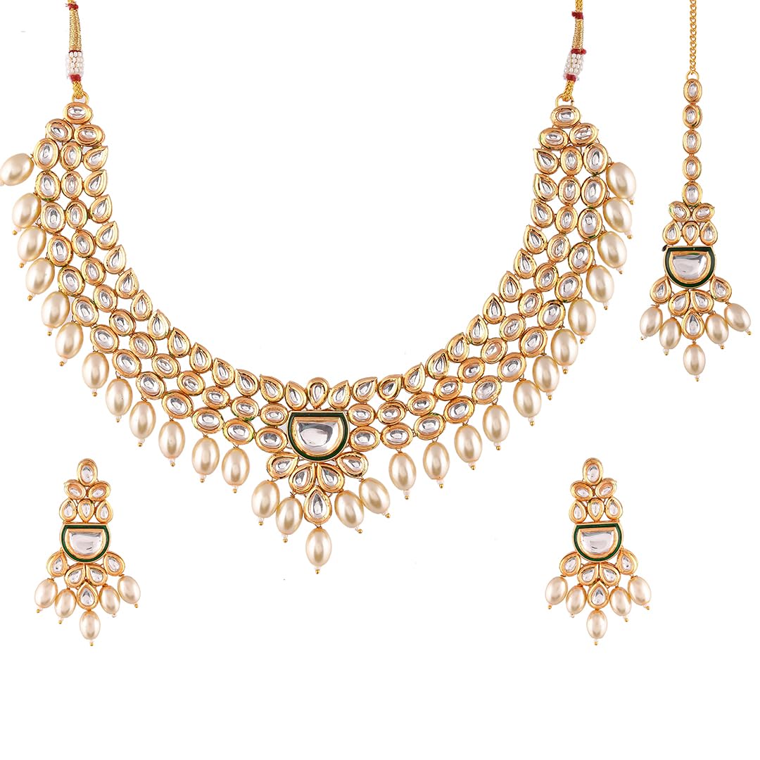 VOYLLA Kundan Elegance Pearl Beads and Faux Kundan Opulent Maang Tika Set (B0CGRWQQGW) Amazon Price History, Amazon Price Tracker