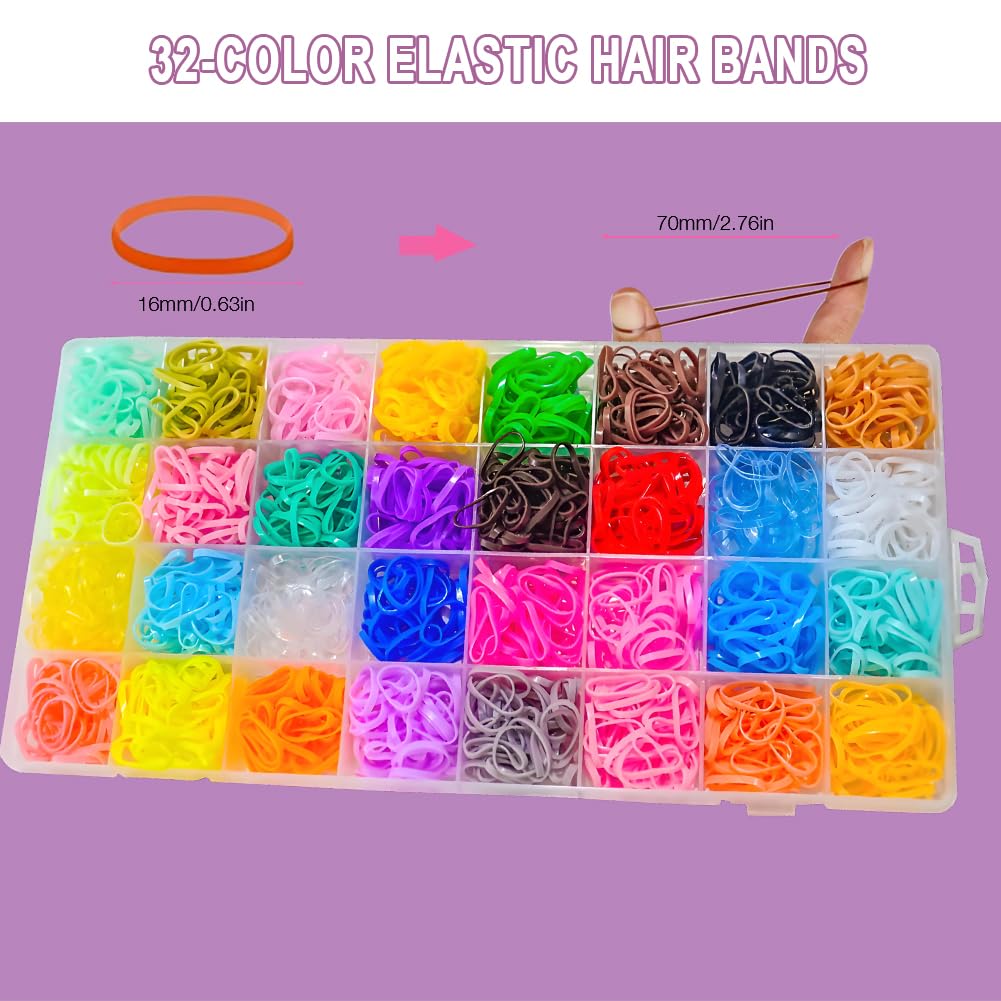 32 Colors Elastic Hair Rubber Bands with Styling Tools, Elastic Girl Baby Hairs Ties, Hair Accessories for Girls Women with Snap Hair-Clips, Pin Tail Comb, Hair- Elastics Cutter, Organizer Box - Image 4