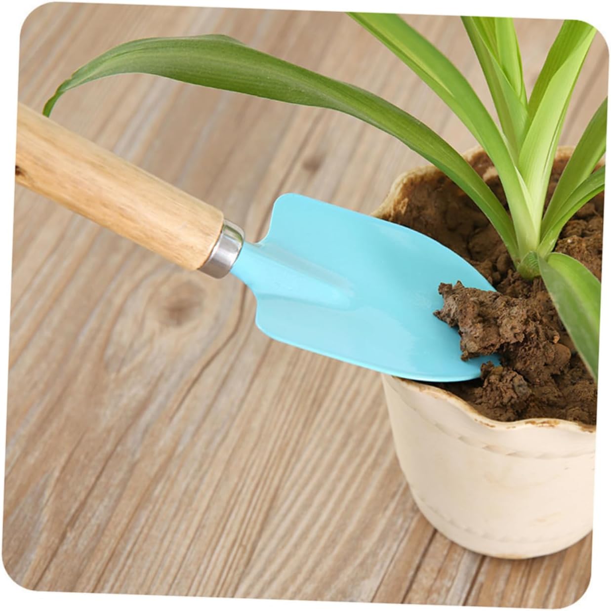 Kisangel 2 Sets Gardening Tools Mini Metal Trowel with Sturdy Wooden Handles Safe for Rake Shovel Trowel for Boys Random Color Random Color