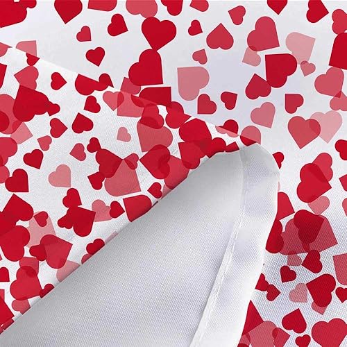 Miniatura 9 de JAWO Cortina de ducha con forma de corazón, para el día de San Valentín, tela de corazón rojo y ganchos, juego de cortina de ducha impermeable para