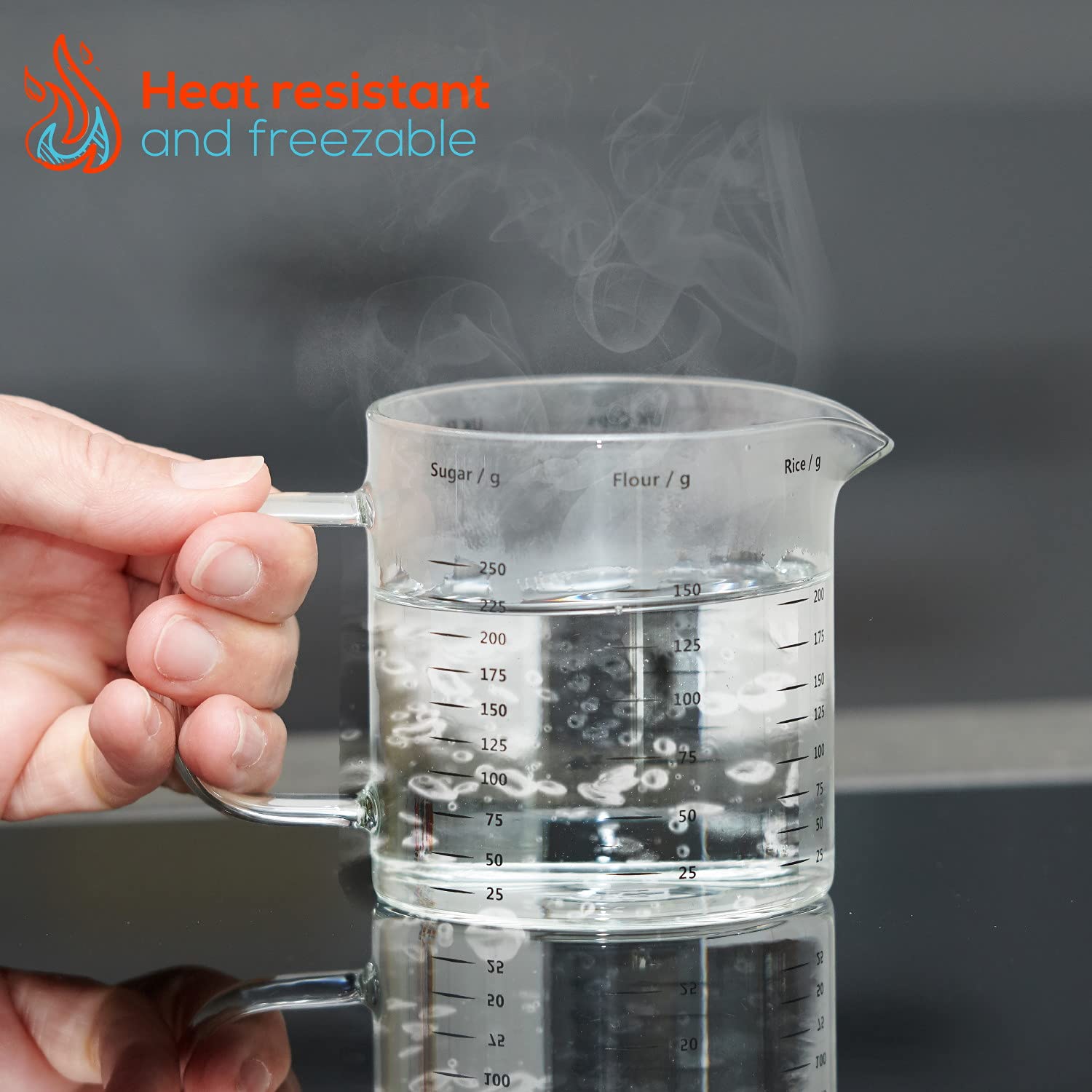 Taza medidora de vidrio con pico - 3 piezas - Resistente al calor y apto para microondas – Diferentes unidades de medida - Perfecto para hornear, cocinar y mezclar