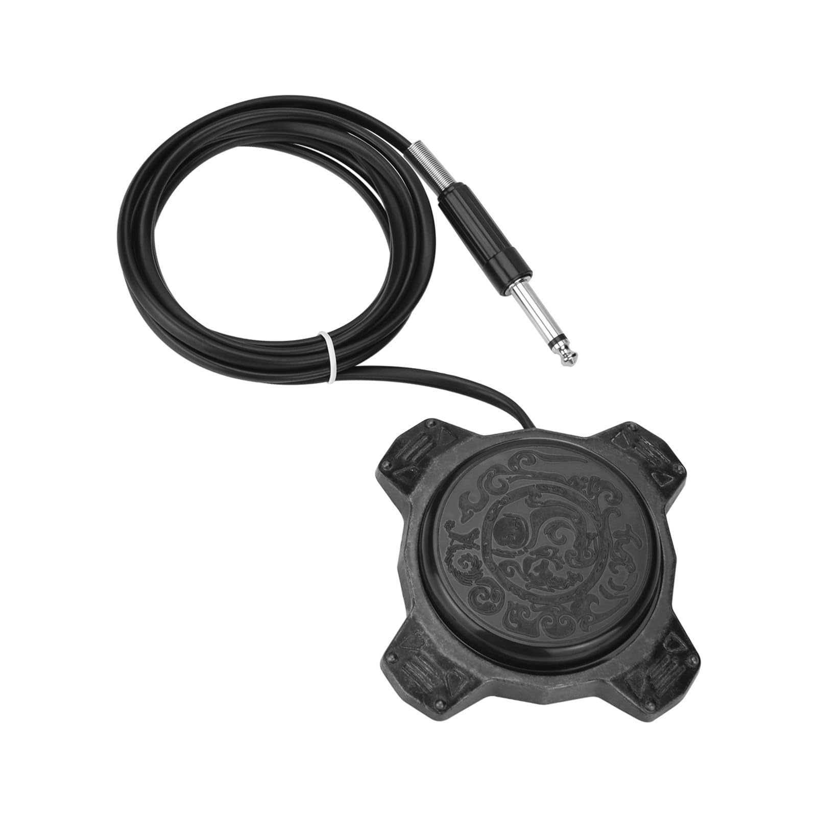 Interruttore a pedale rotondo per tatuaggi - Controller per macchinetta per tatuaggi in lega di alluminio con accesso a 360 gradi, base antiscivolo e cavo da 1,85 m,Grigio