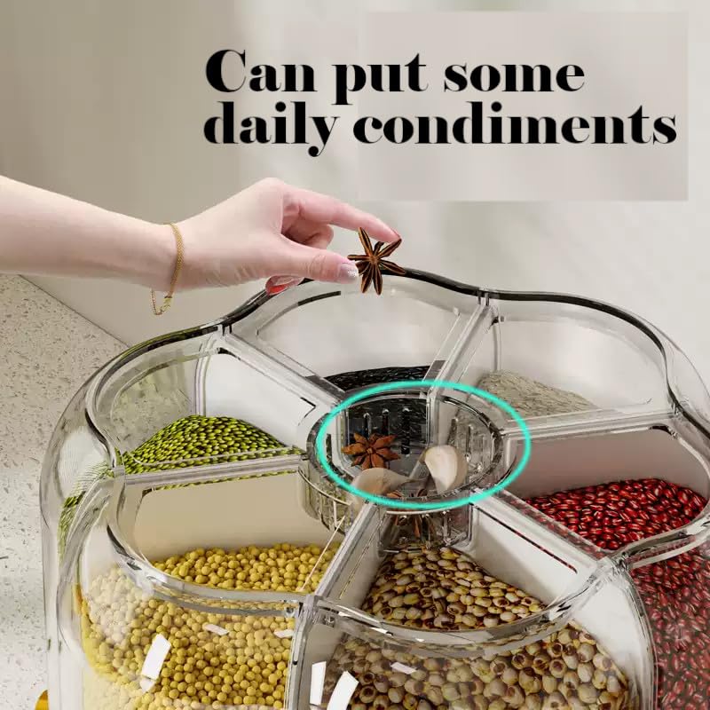 Image of Gvnd Rice & Dry Food Round Dispenser, Kitchen Organizer, Cereal Grain Container for Home, Cereal Transparent Bucket, Storage Box, Beans Clear Cans, Gift for Women (Style-3)