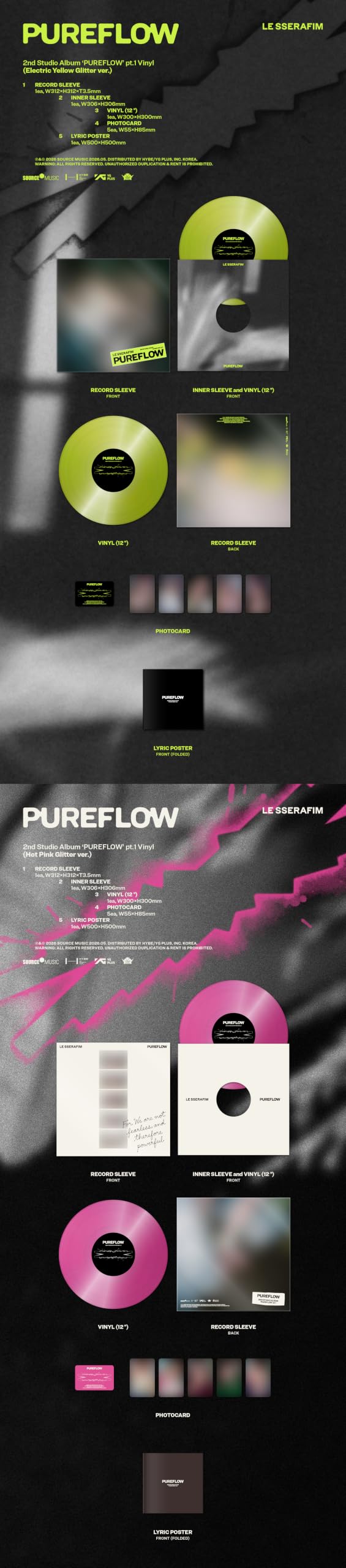 Kpop Merch LE SSERAFIM 2nd Studio Album 'PUREFLOW' pt1 Vinyl
